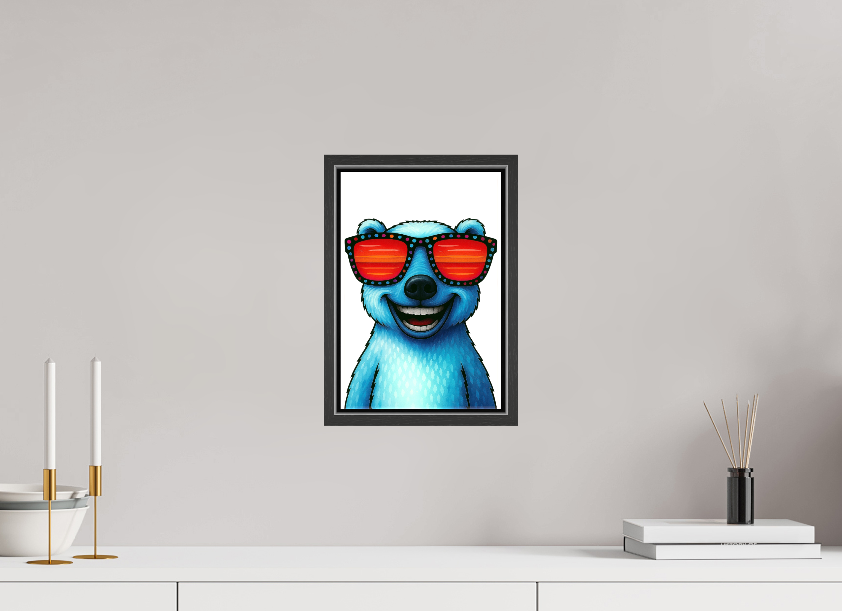 20 x 30 cm, Leinwand glänzend - Rahmen schwarz 15mm 04-Eisbär