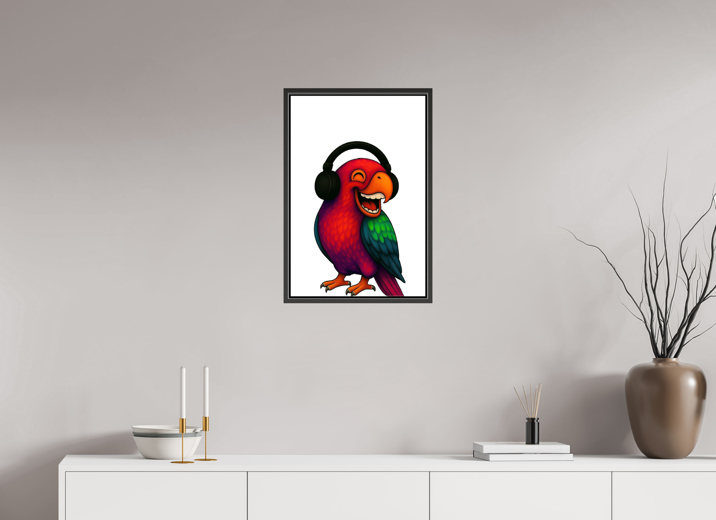 40 x 60 cm, Leinwand glänzend - Rahmen schwarz 15mm 13-Papagai