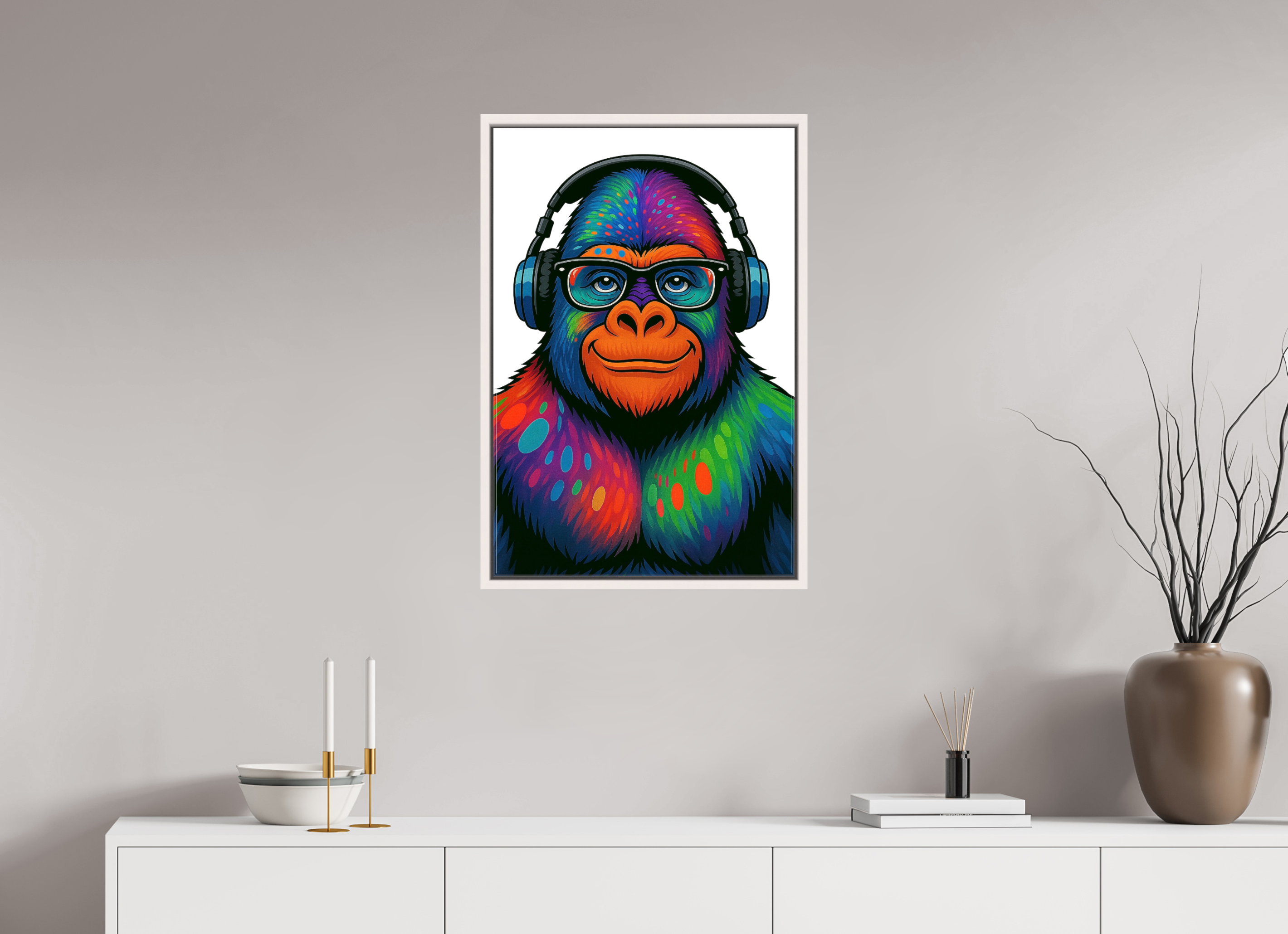 50 x 75 cm, Leinwand glänzend - Rahmen weiß 15mm 12-Gorilla