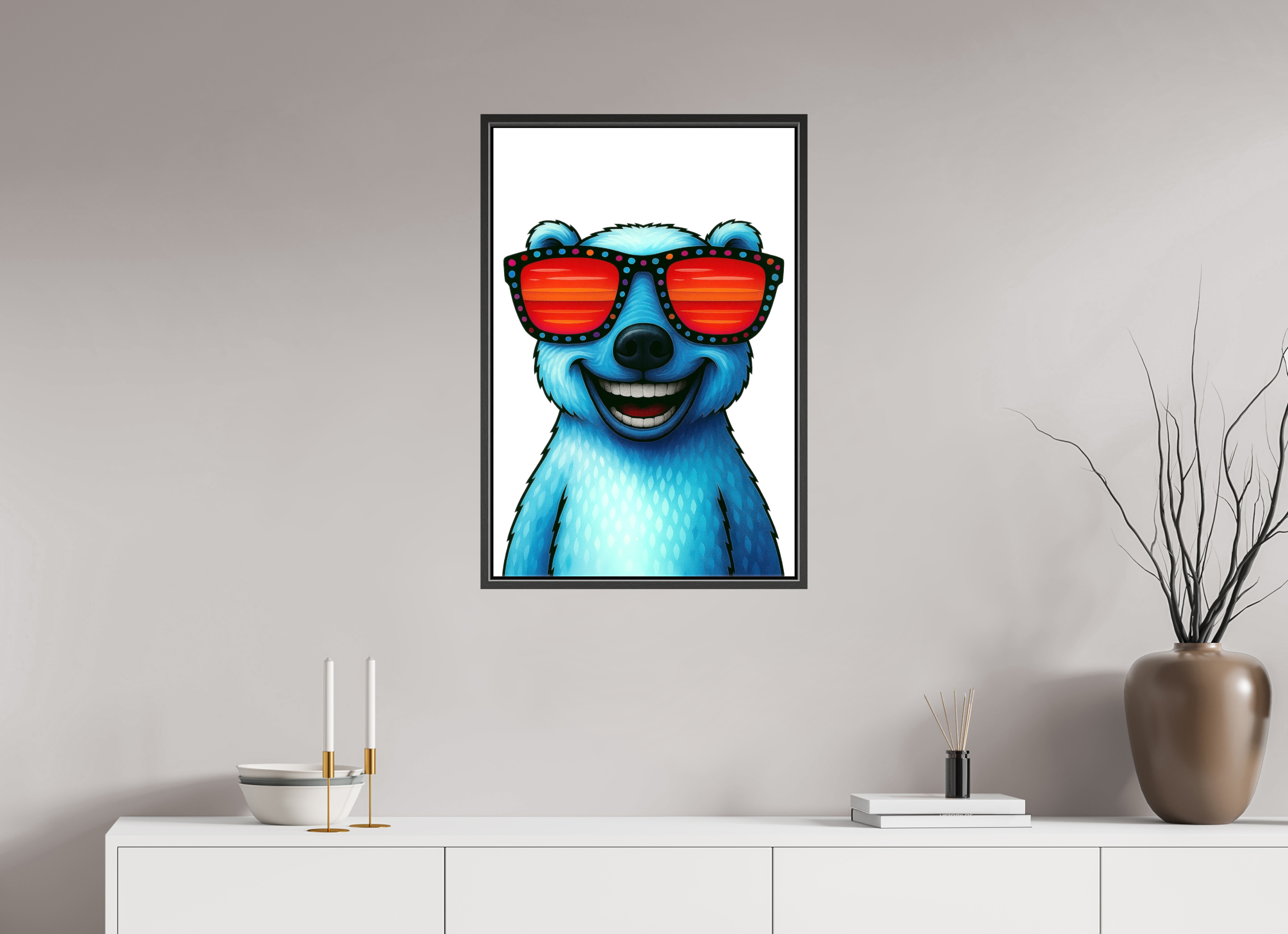 50 x 75 cm, Leinwand glänzend - Rahmen schwarz 15mm 04-Eisbär