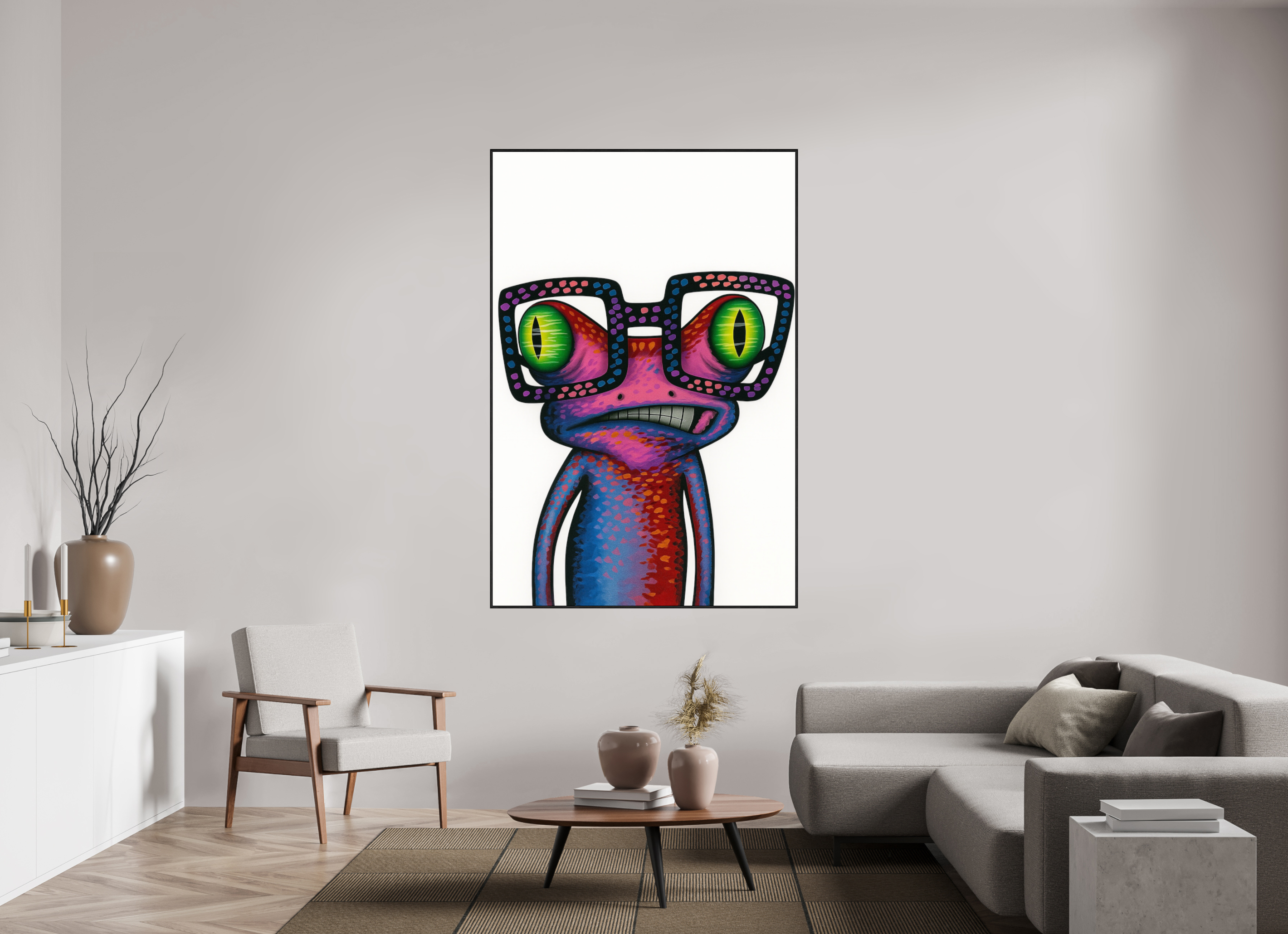 120 x 180 cm, Rahmen schwarz 6mm Frosch