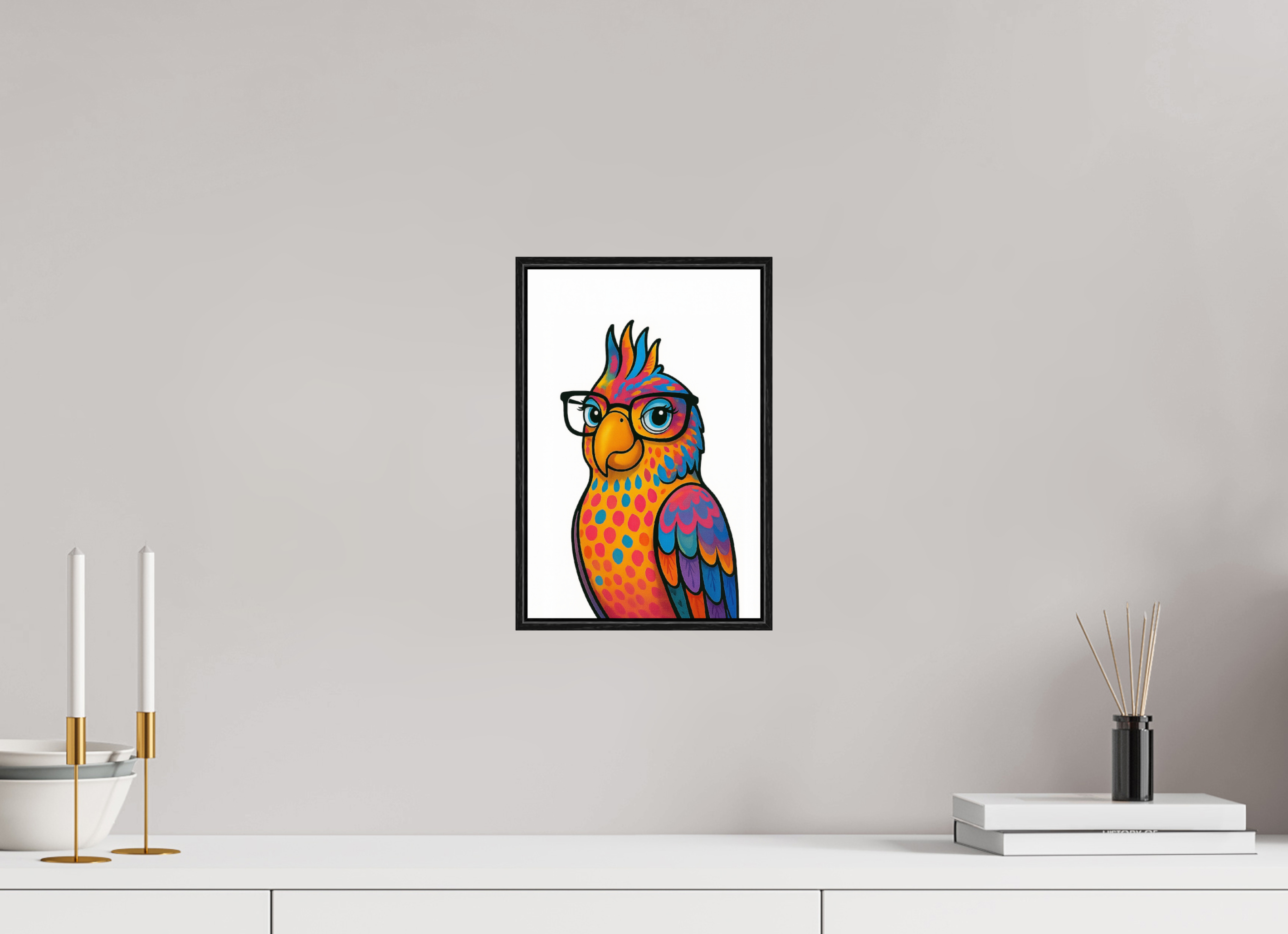 20 x 30 cm, Acrylglas 2mm - Rahmen schwarz 6mm 09-Papagai