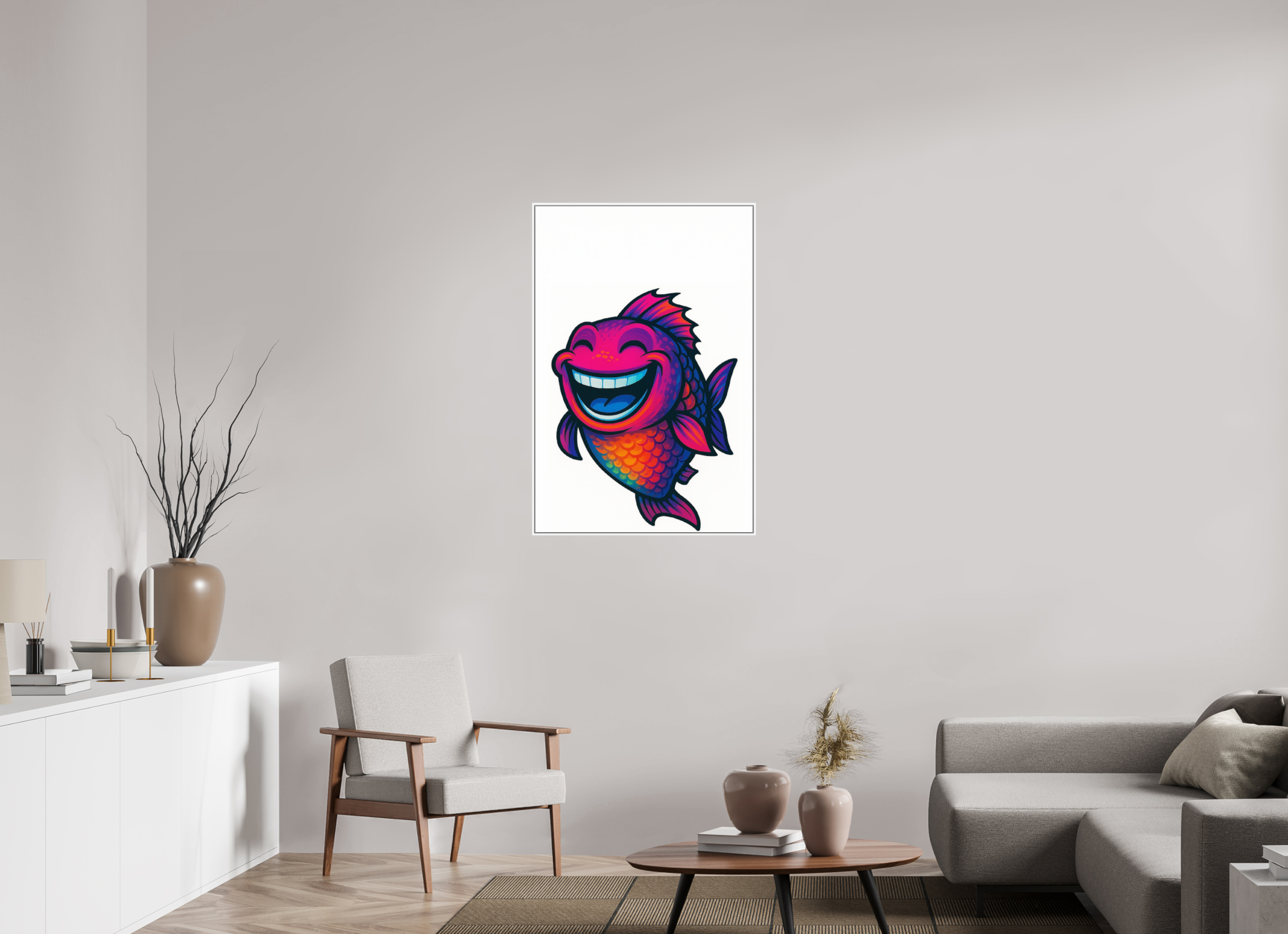 70 x 105 cm, Acrylglas - Rahmen weiß 6mm 11-Fisch