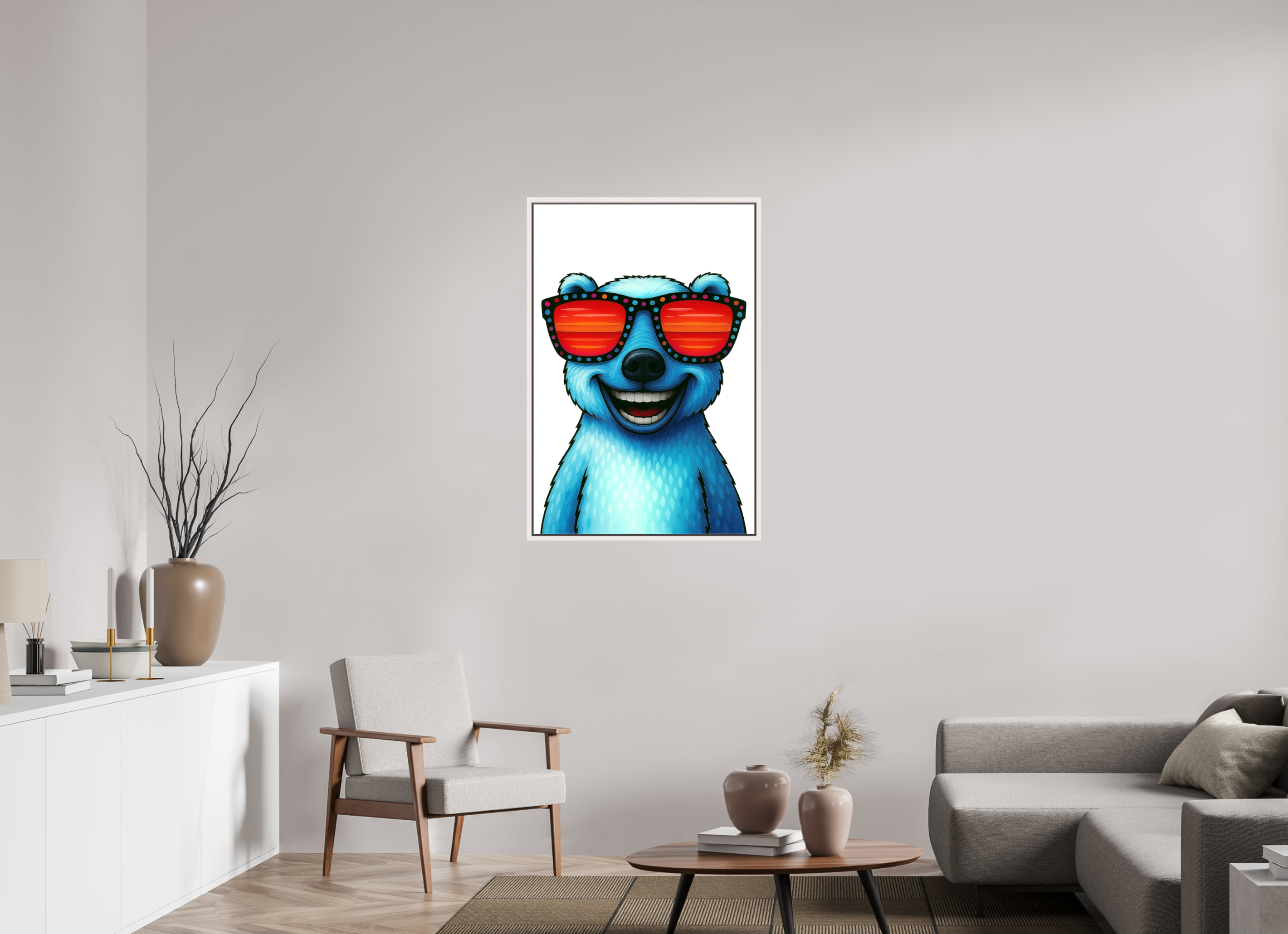 70 x 105 cm, Leinwand glänzend - Rahmen weiß 15mm 04-Eisbär