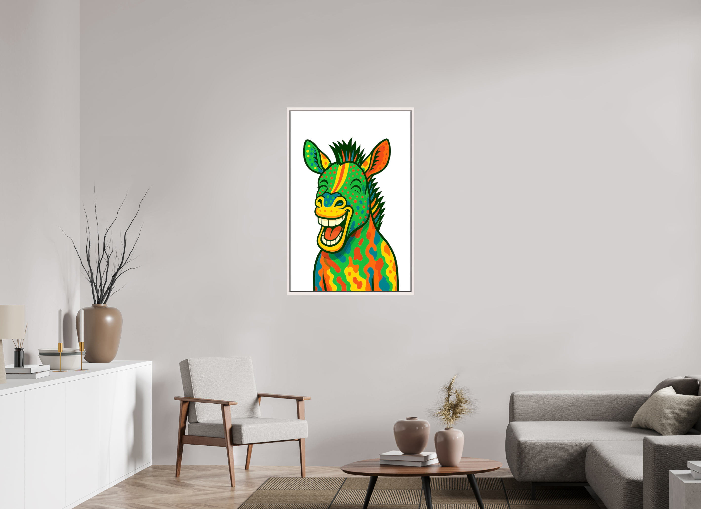 70 x 105 cm, Leinwand glänzend - Rahmen weiß 15mm 03-Zebra