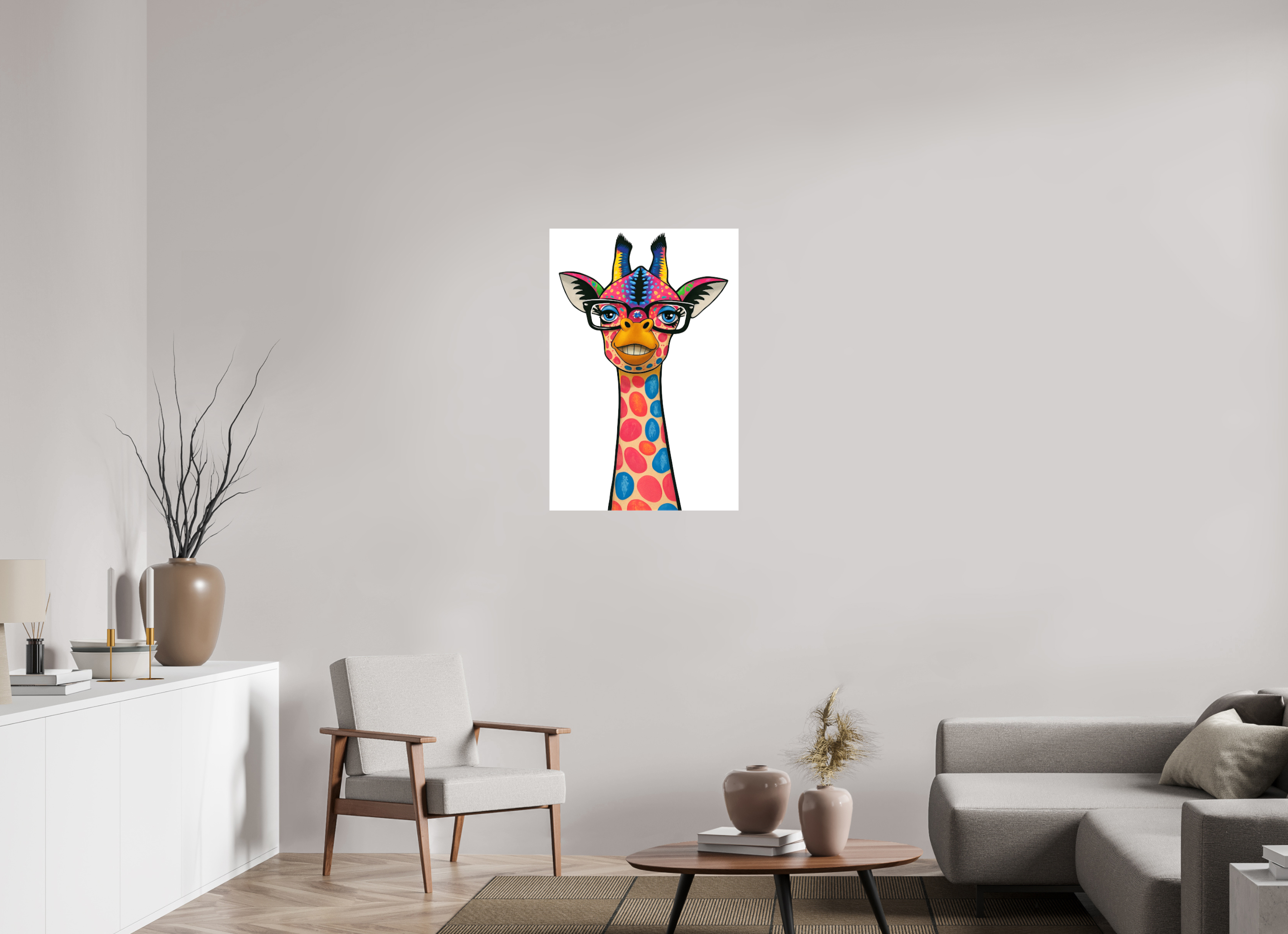 60 x 90 cm, Leinwand glänzend - Kein Rahmen 01-Giraffe