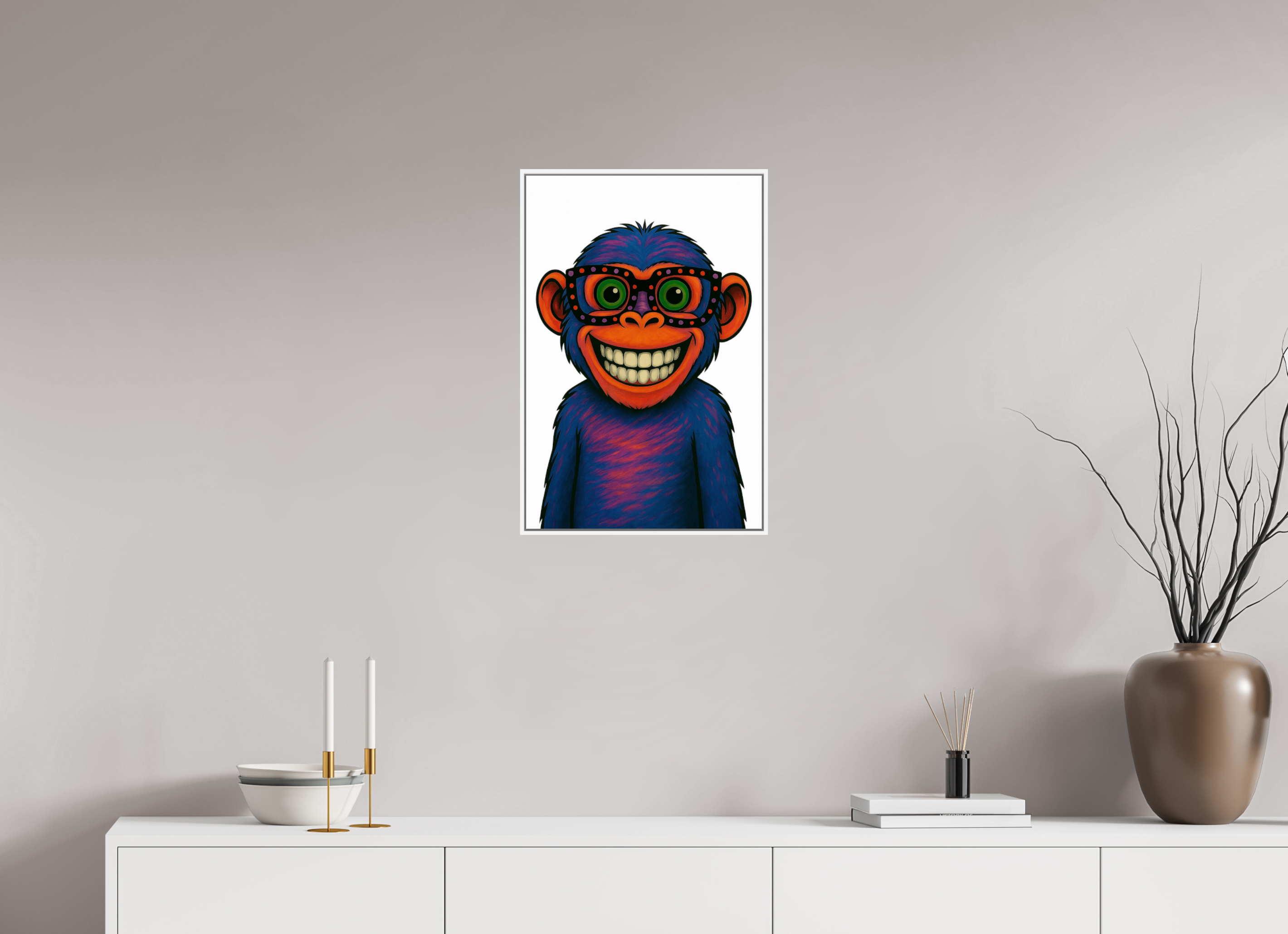 40 x 60 cm, Rahmen weiß 6mm 05-Affe