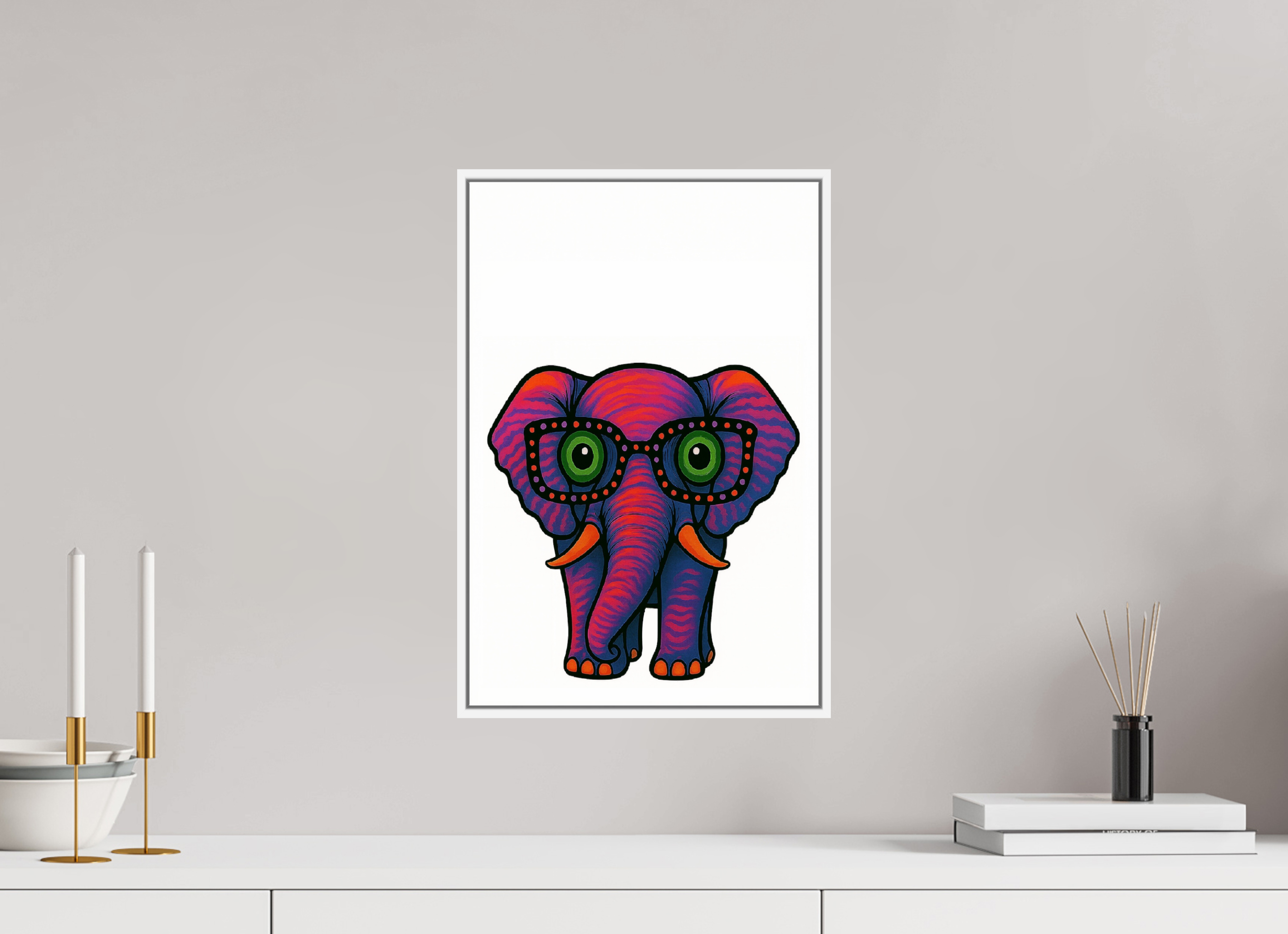 30 x 45 cm, Rahmen weiß 6mm 15-Elefant