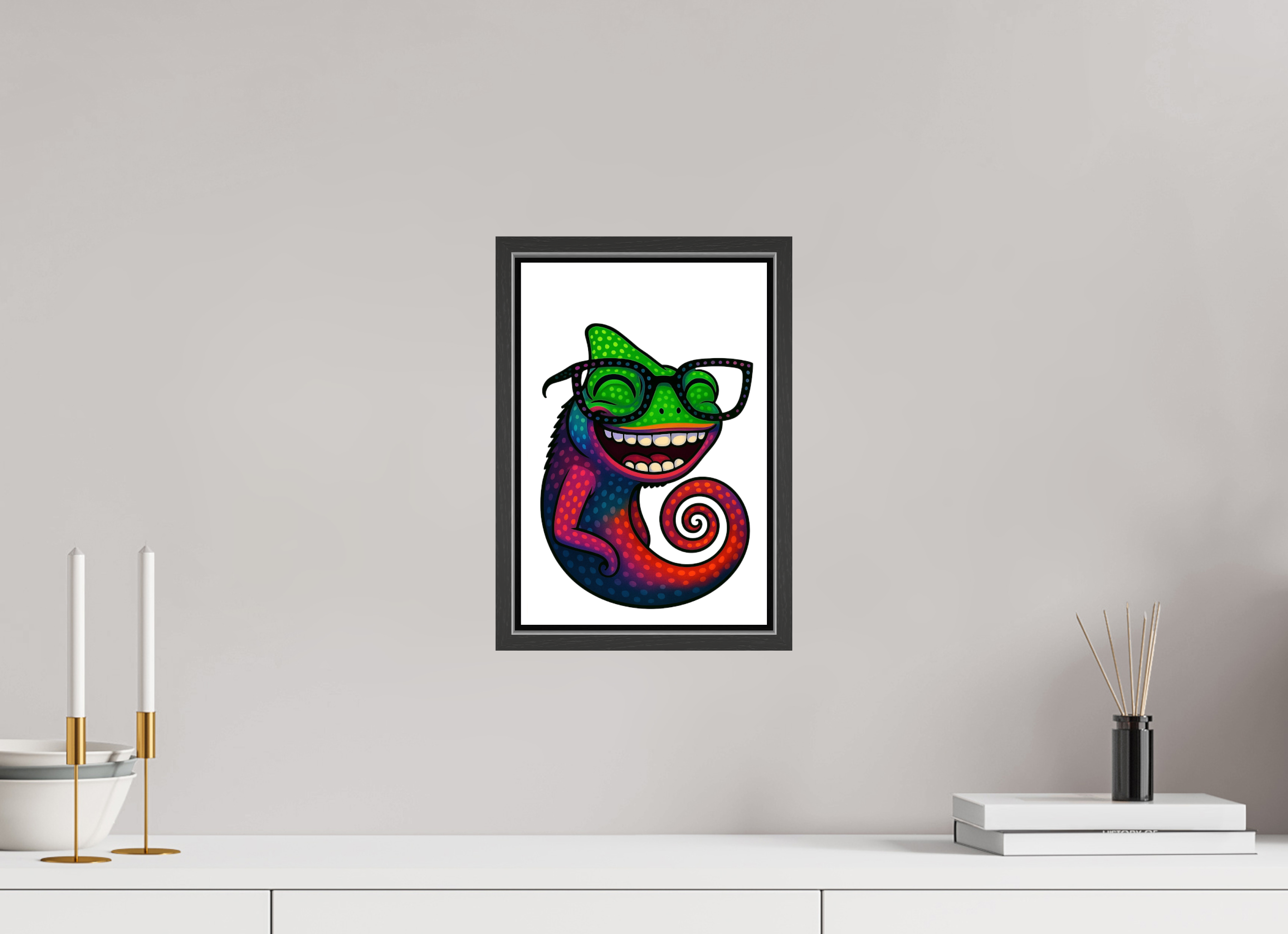 20 x 30 cm, Leinwand glänzend - Rahmen schwarz 15mm 14-Chamäleon