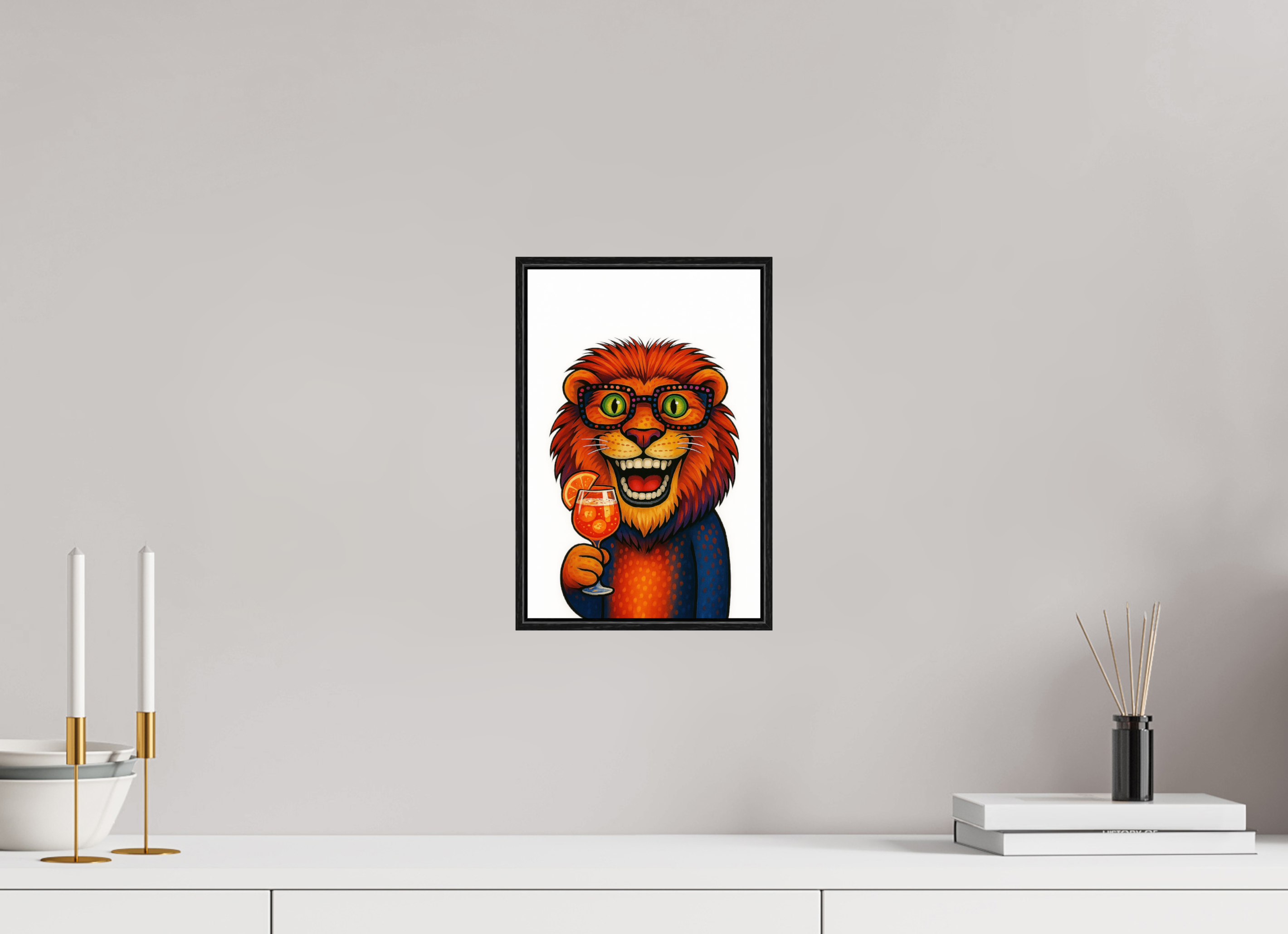 20 x 30 cm, Rahmen schwarz 6mm Löwe