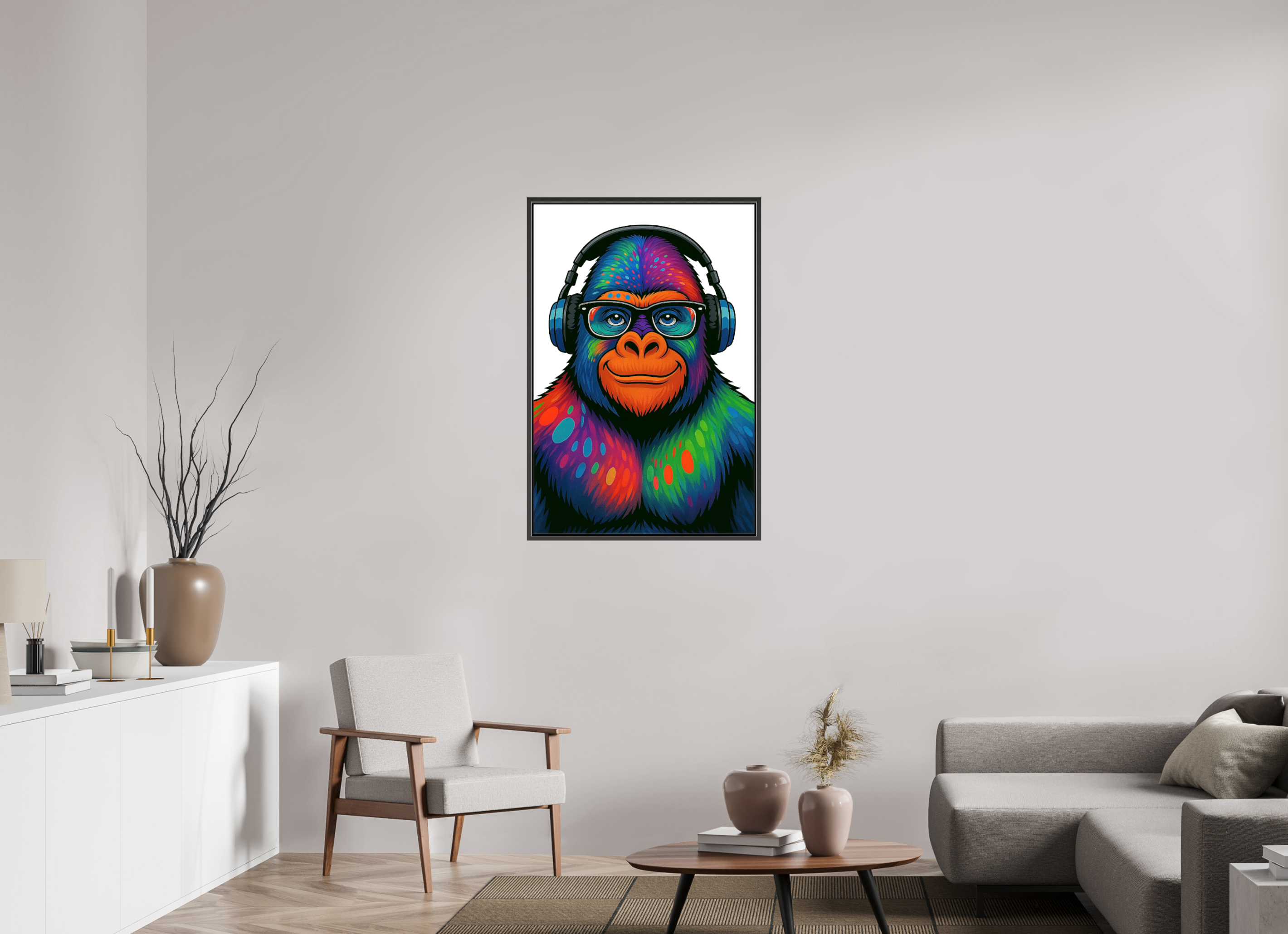 70 x 105 cm, Leinwand glänzend - Rahmen schwarz 15mm 12-Gorilla