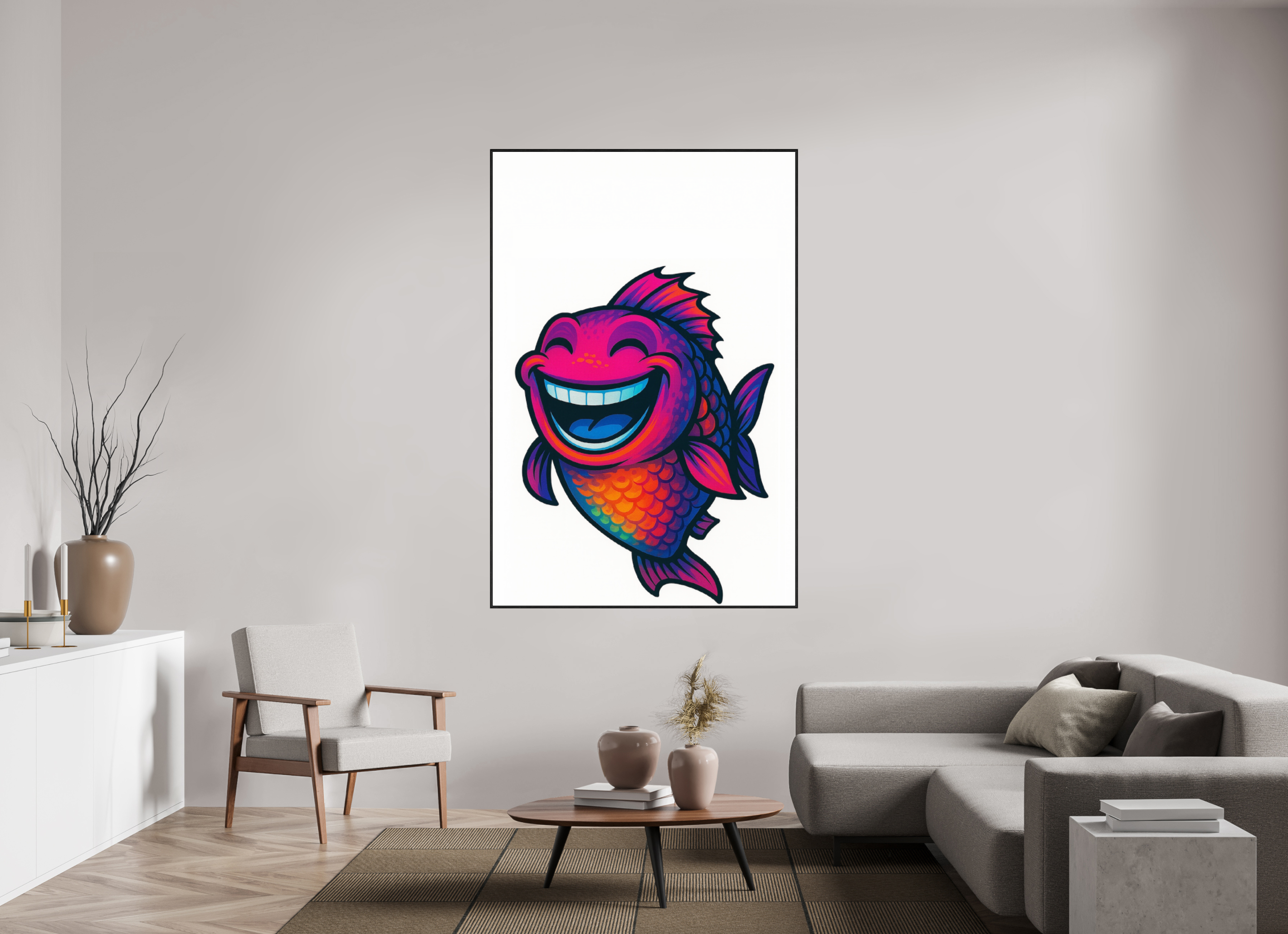 120 x 180 cm, Acrylglas - Rahmen schwarz 6mm 11-Fisch