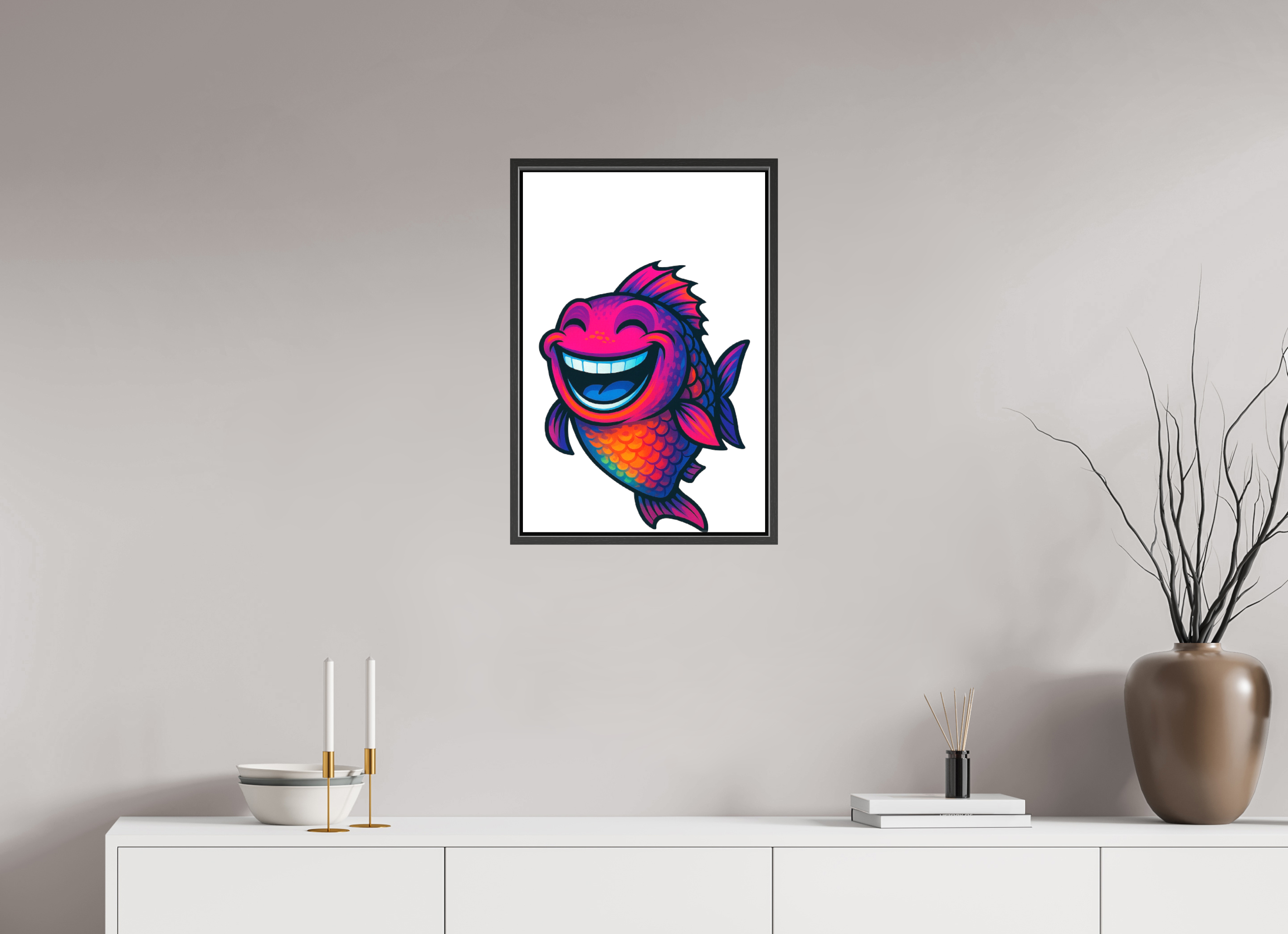 40 x 60 cm, Leinwand glänzend - Rahmen schwarz 15mm 11-Fisch