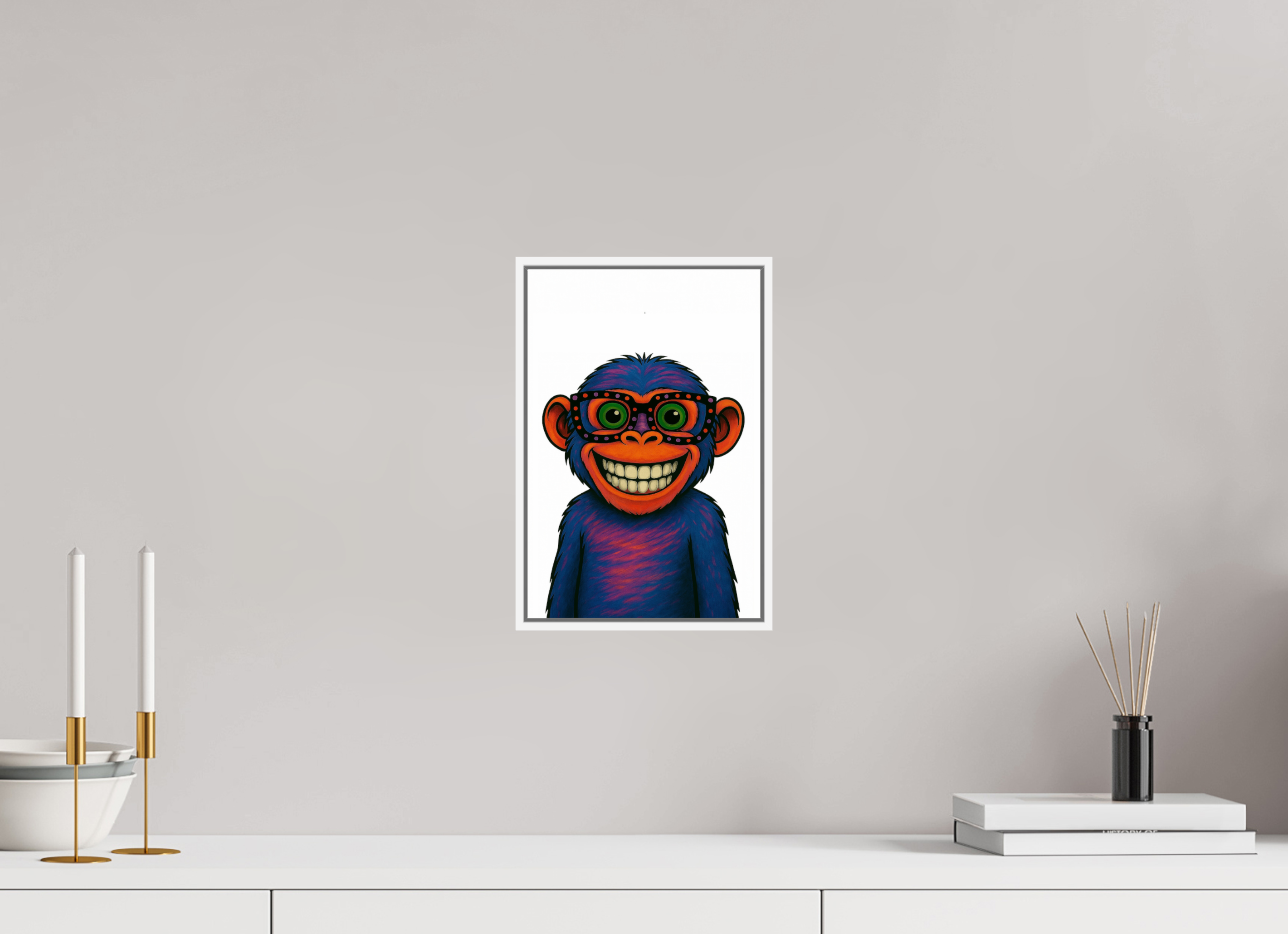 20 x 30 cm, Acrylglas - Rahmen weiß 6mm 06-Affe