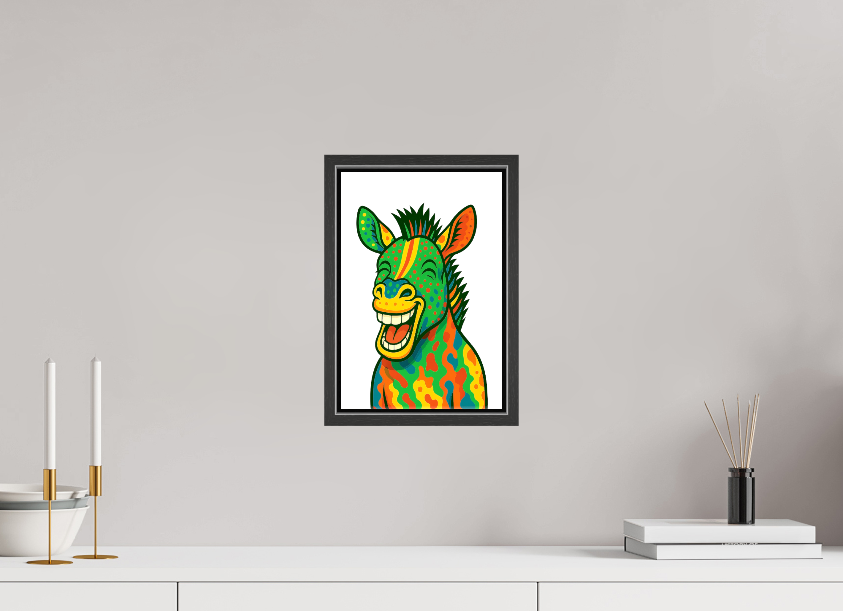 20 x 30 cm, Leinwand glänzend - Rahmen schwarz 15mm 03-Zebra