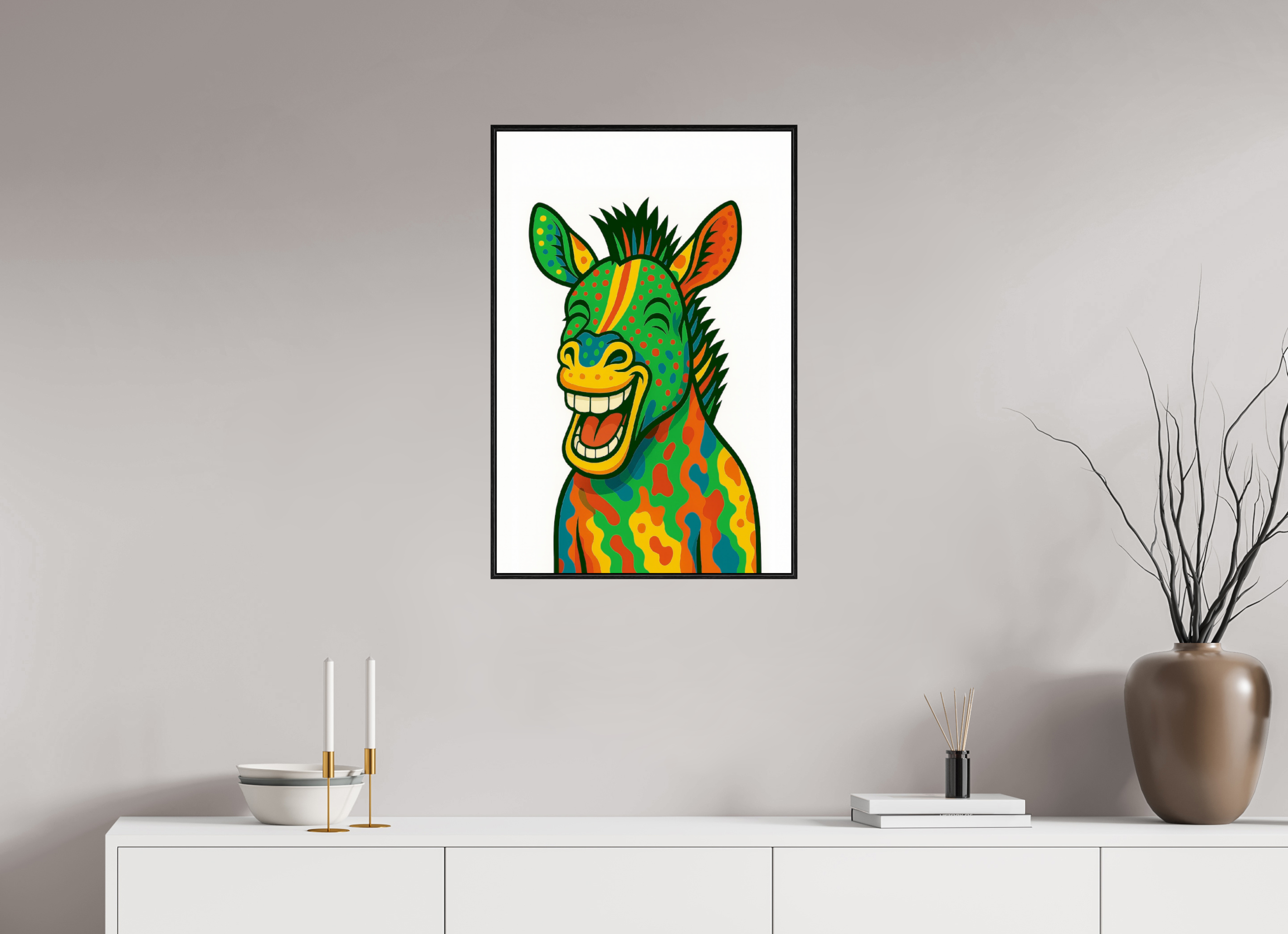 50 x 75 cm, Rahmen schwarz 6mm 03-Zebra