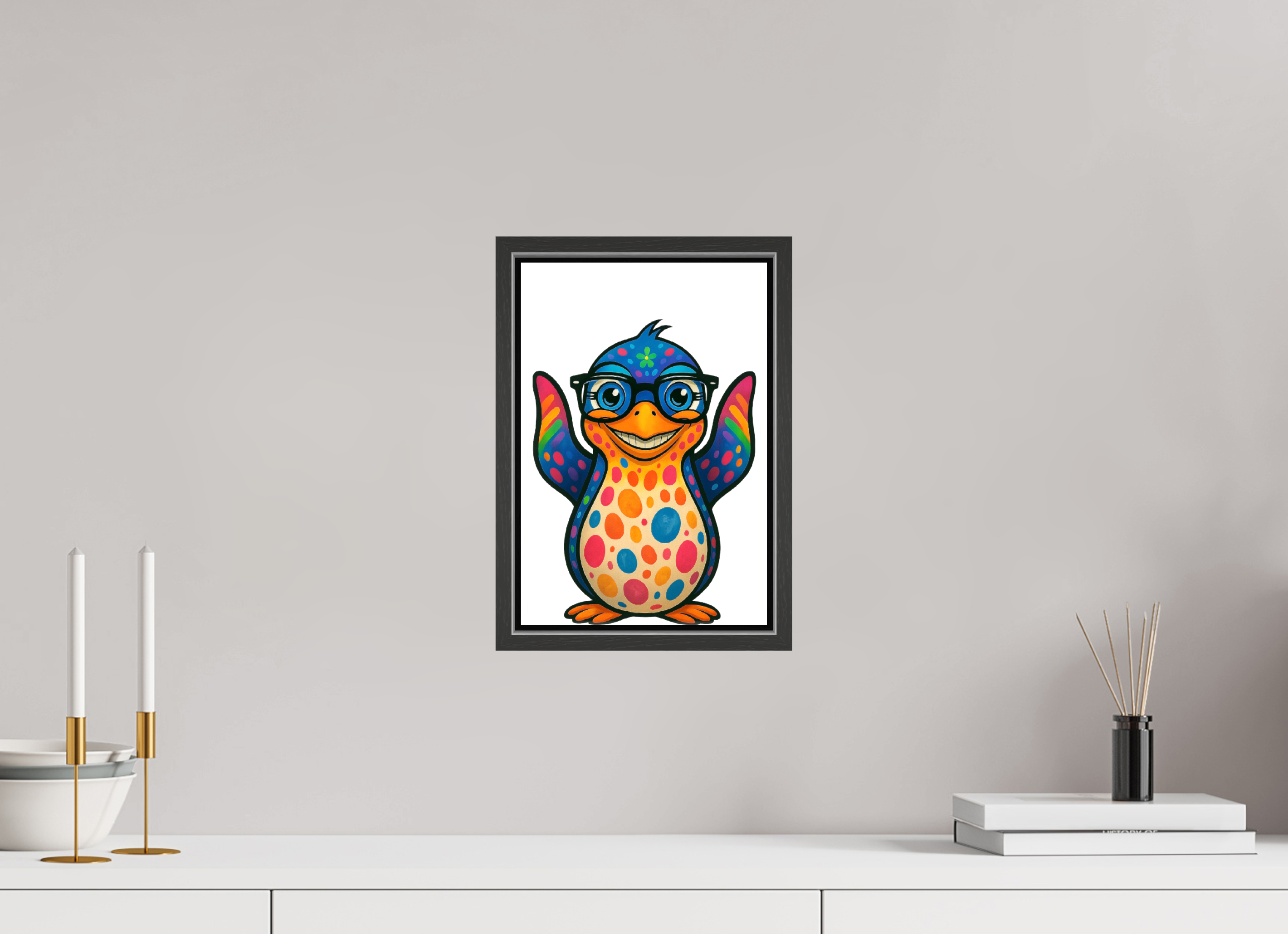 20 x 30 cm, Leinwand glänzend - Rahmen schwarz 15mm 08-Pinguin