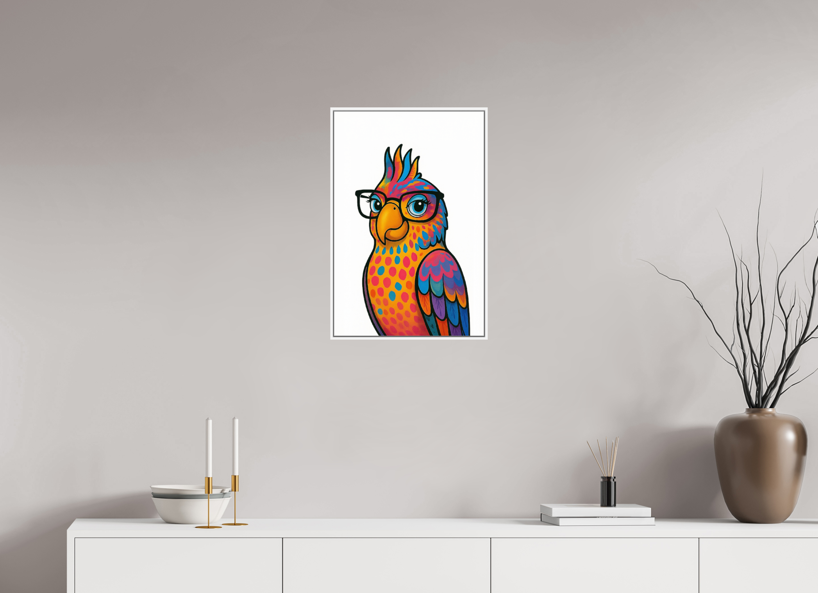 40 x 60 cm, Rahmen weiß 6mm 09-Papagai