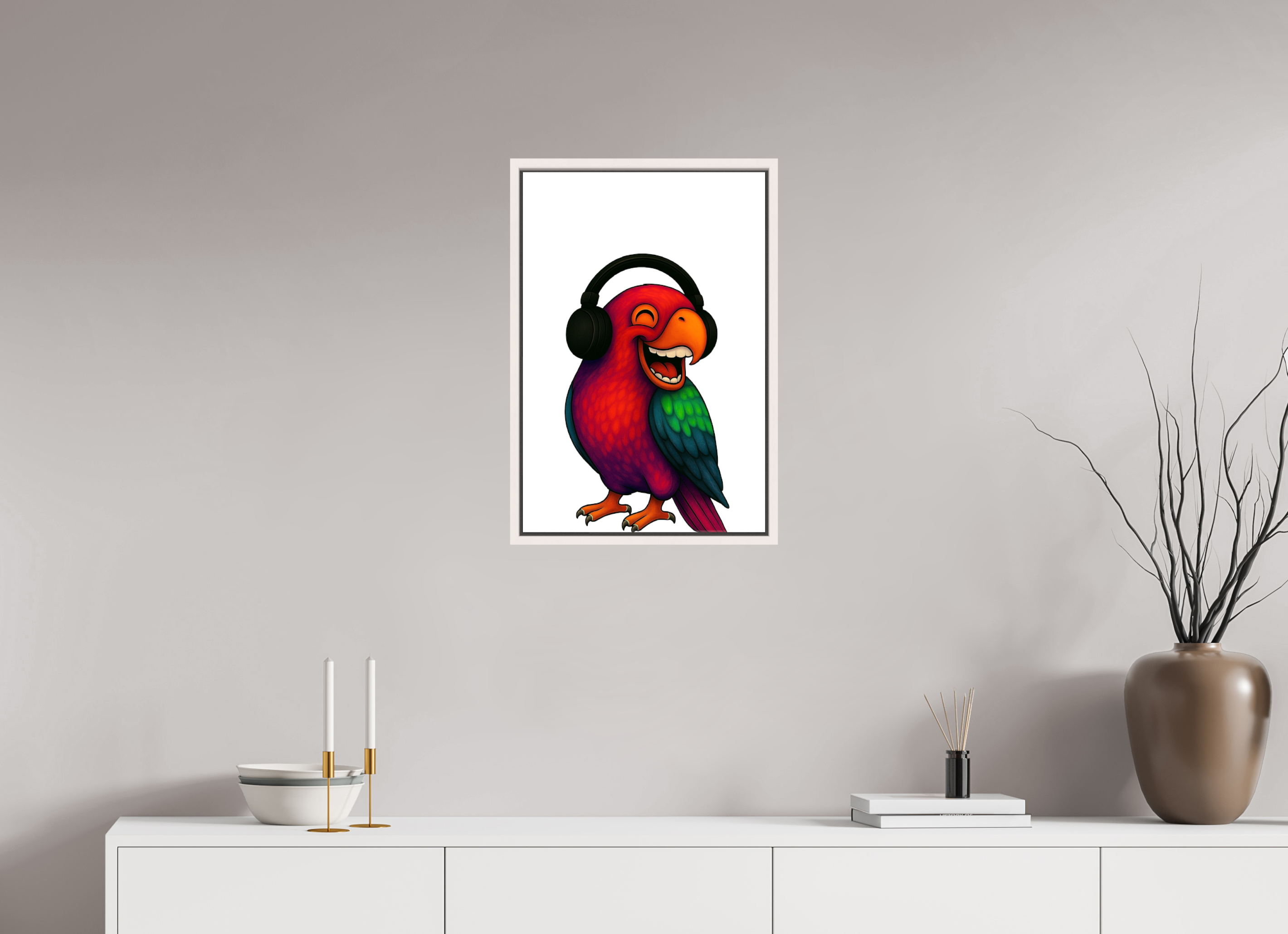 40 x 60 cm, Leinwand glänzend - Rahmen weiß 15mm 13-Papagai