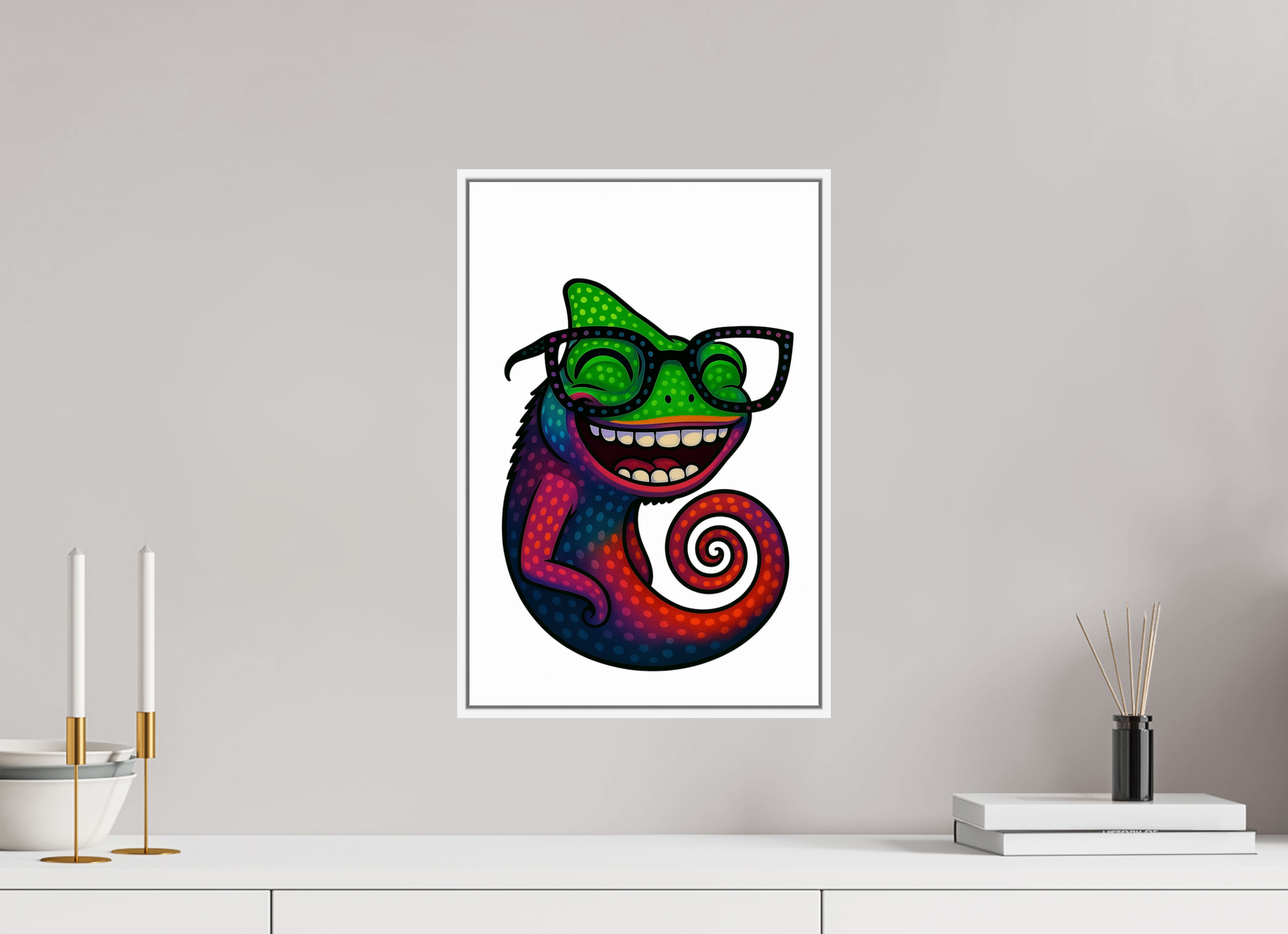 30 x 45 cm, Rahmen weiß 6mm 11-Chamäleon