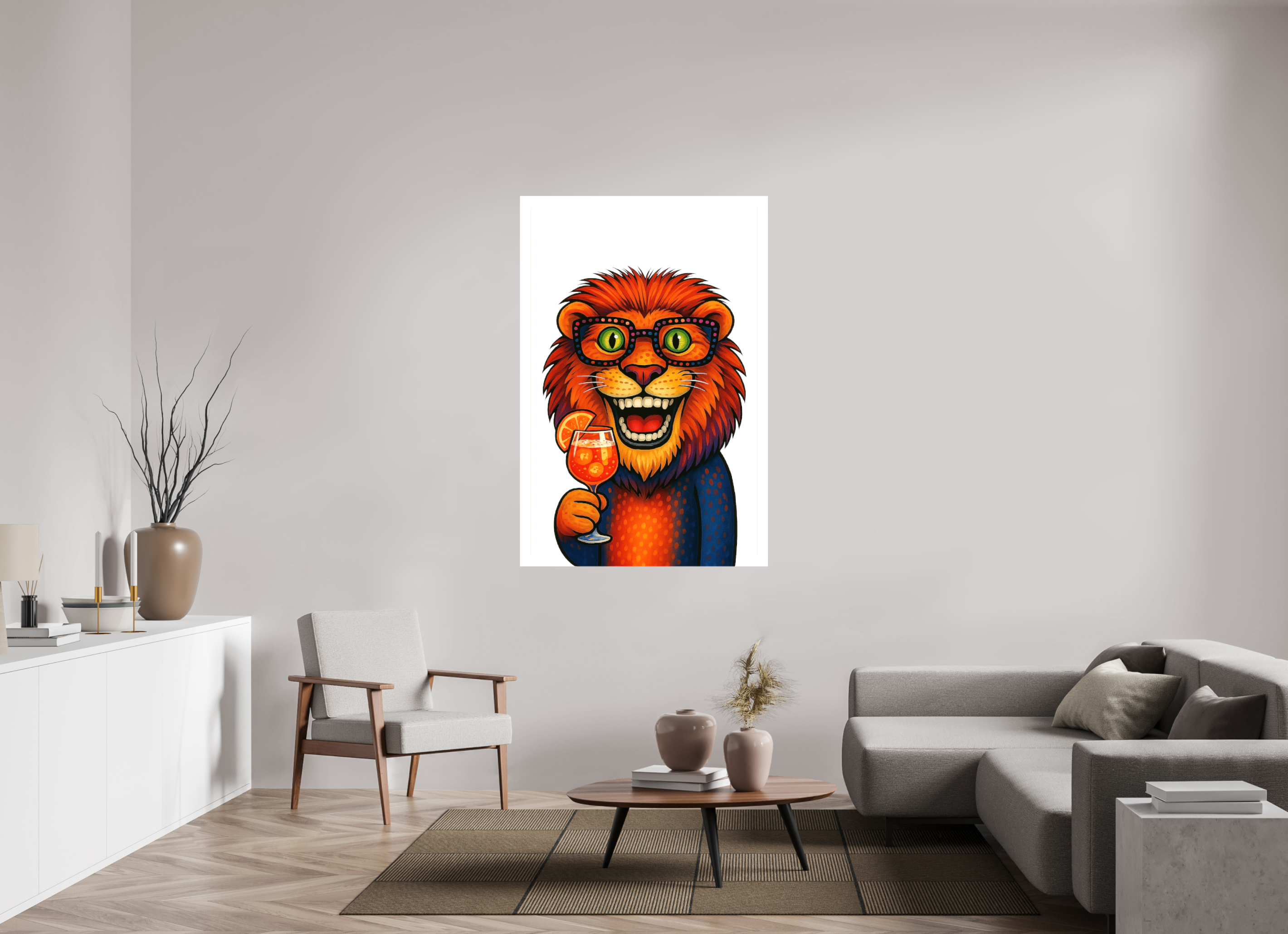 100 x 150 cm, Leinwand glänzend - Kein Rahmen 05-Löwe