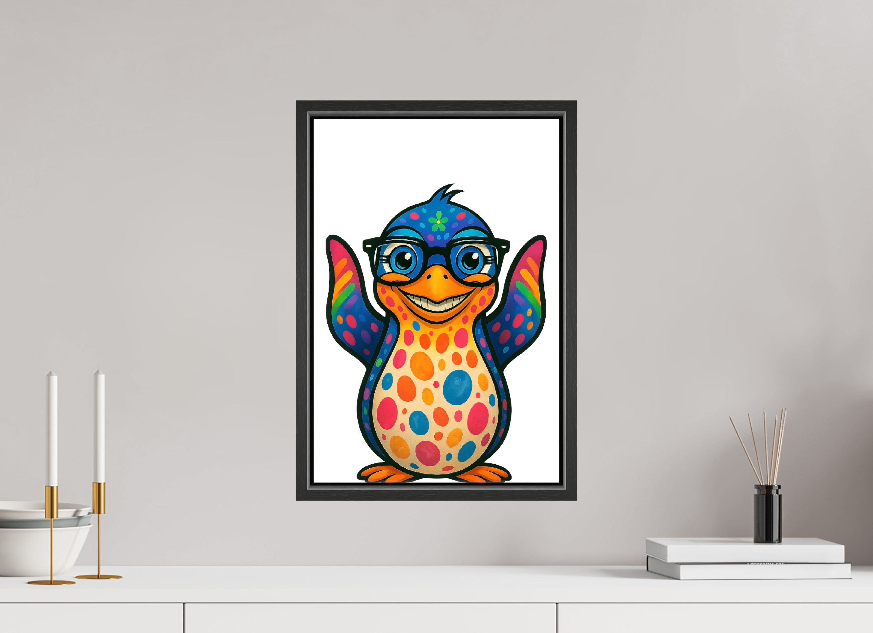 30 x 45 cm, Leinwand glänzend - Rahmen schwarz 15mm 08-Pinguin