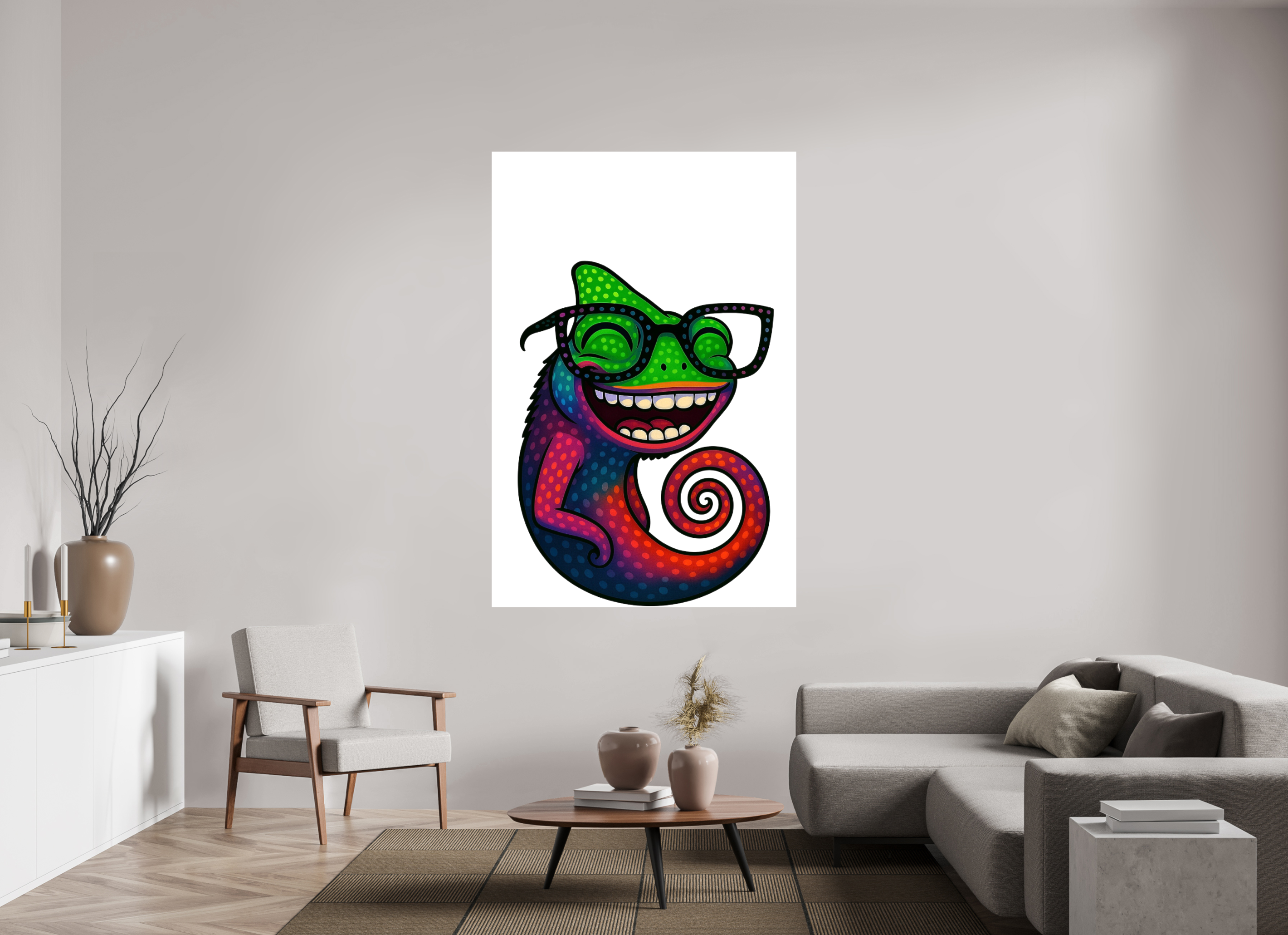 120 x 180 cm, Leinwand glänzend - Kein Rahmen 14-Chamäleon