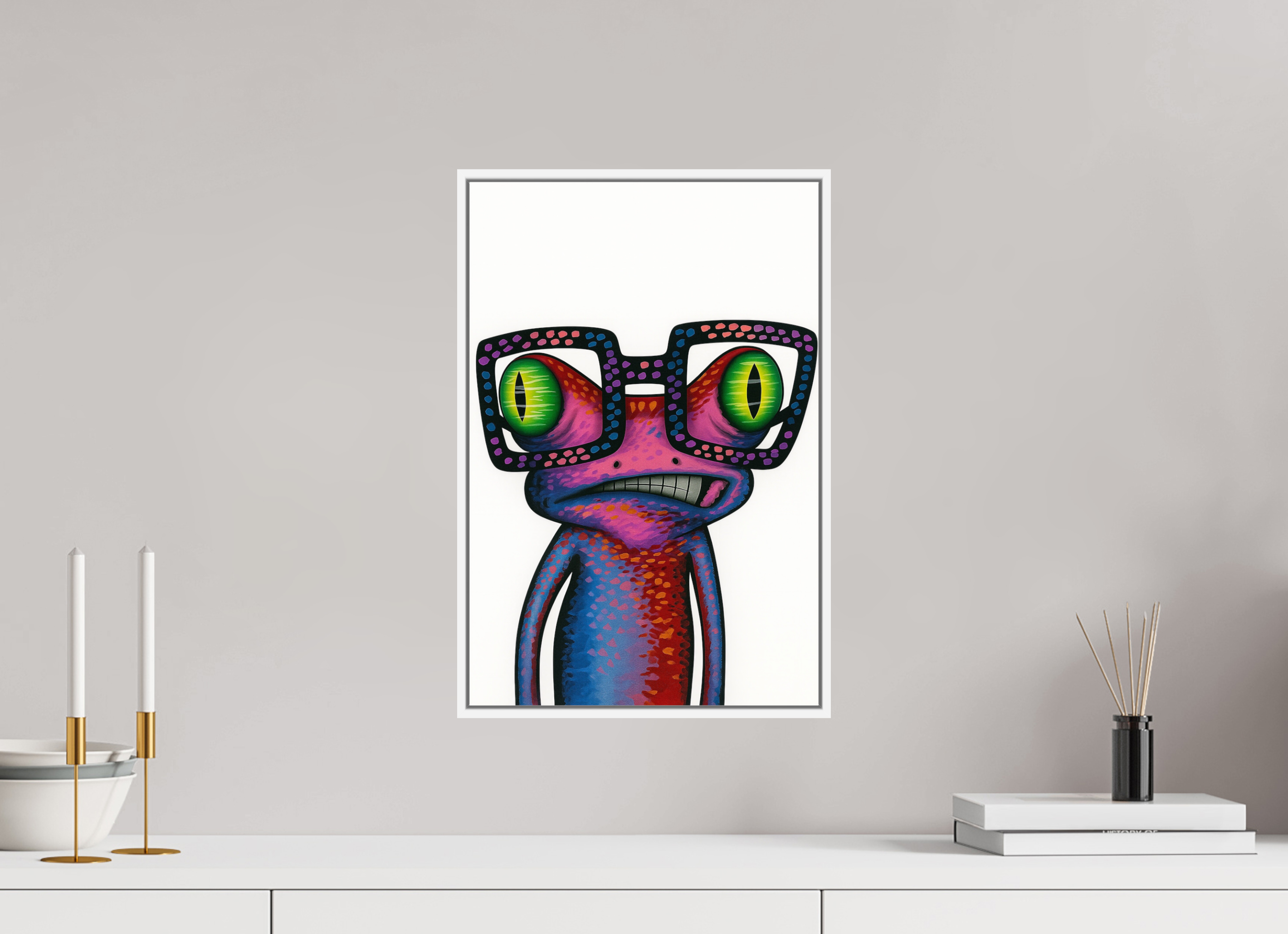 30 x 45 cm, Rahmen weiß 6mm Frosch