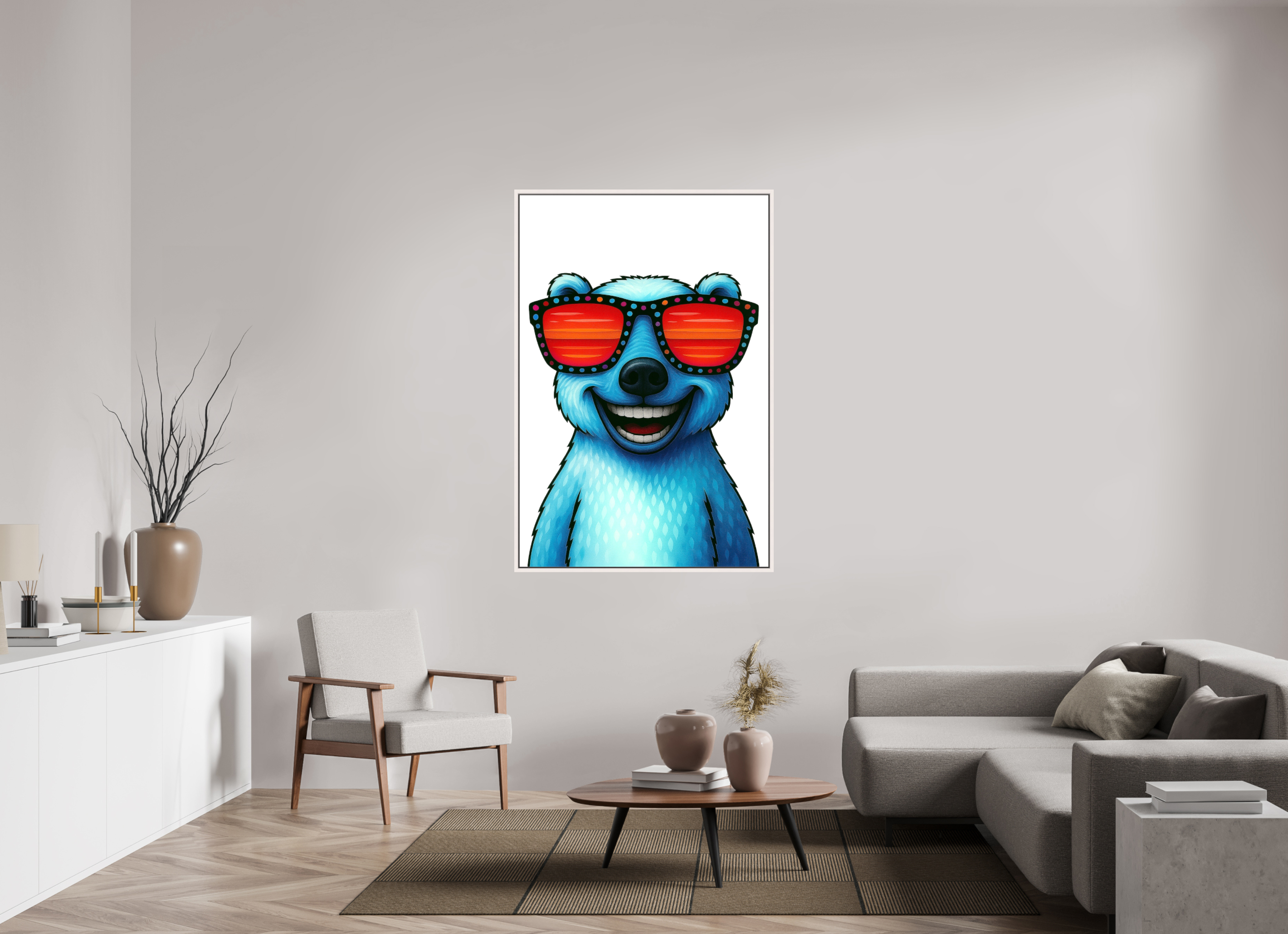 100 x 150 cm, Leinwand glänzend - Rahmen weiß 15mm 04-Eisbär