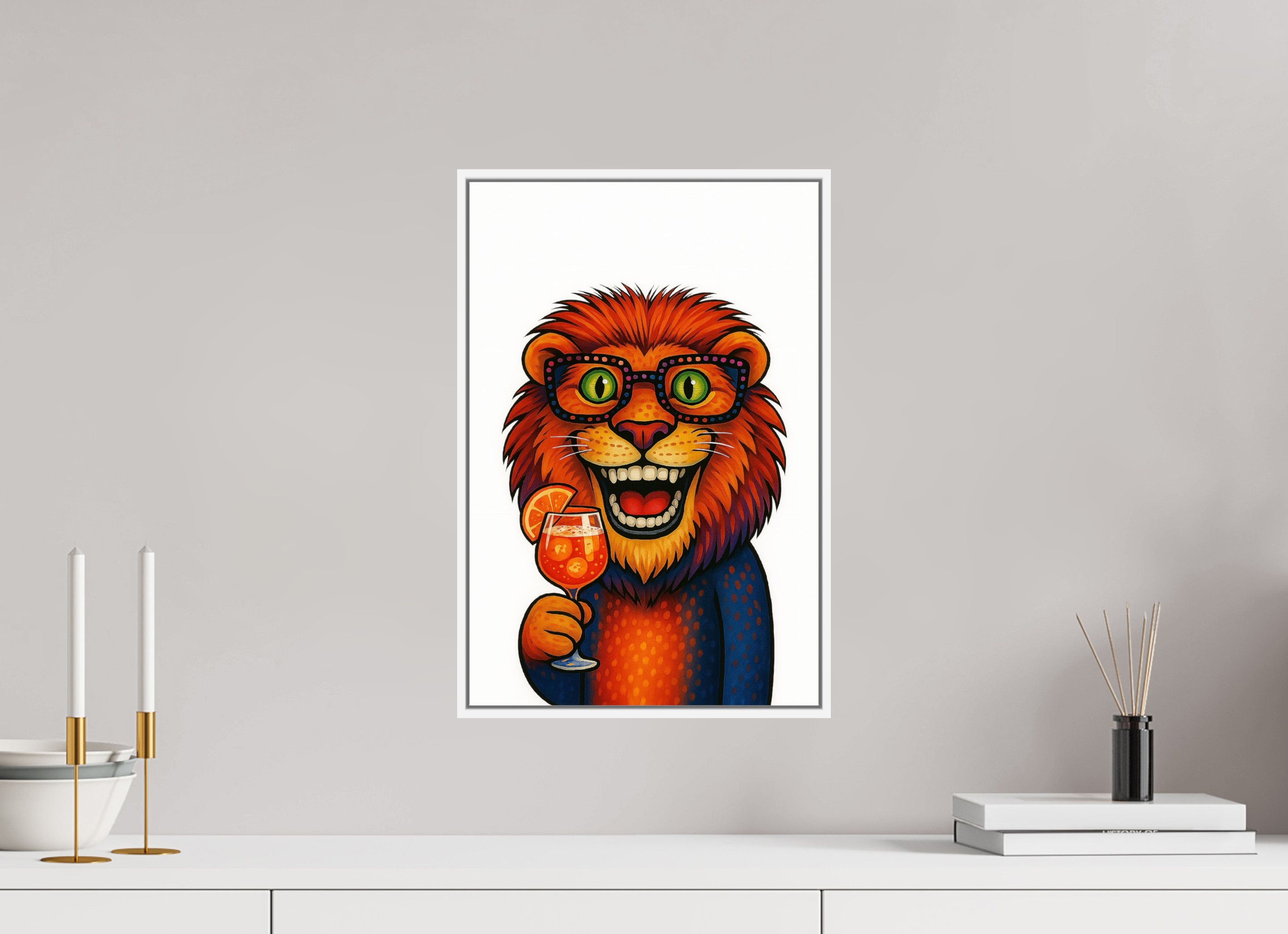 30 x 45 cm, Rahmen weiß 6mm Löwe