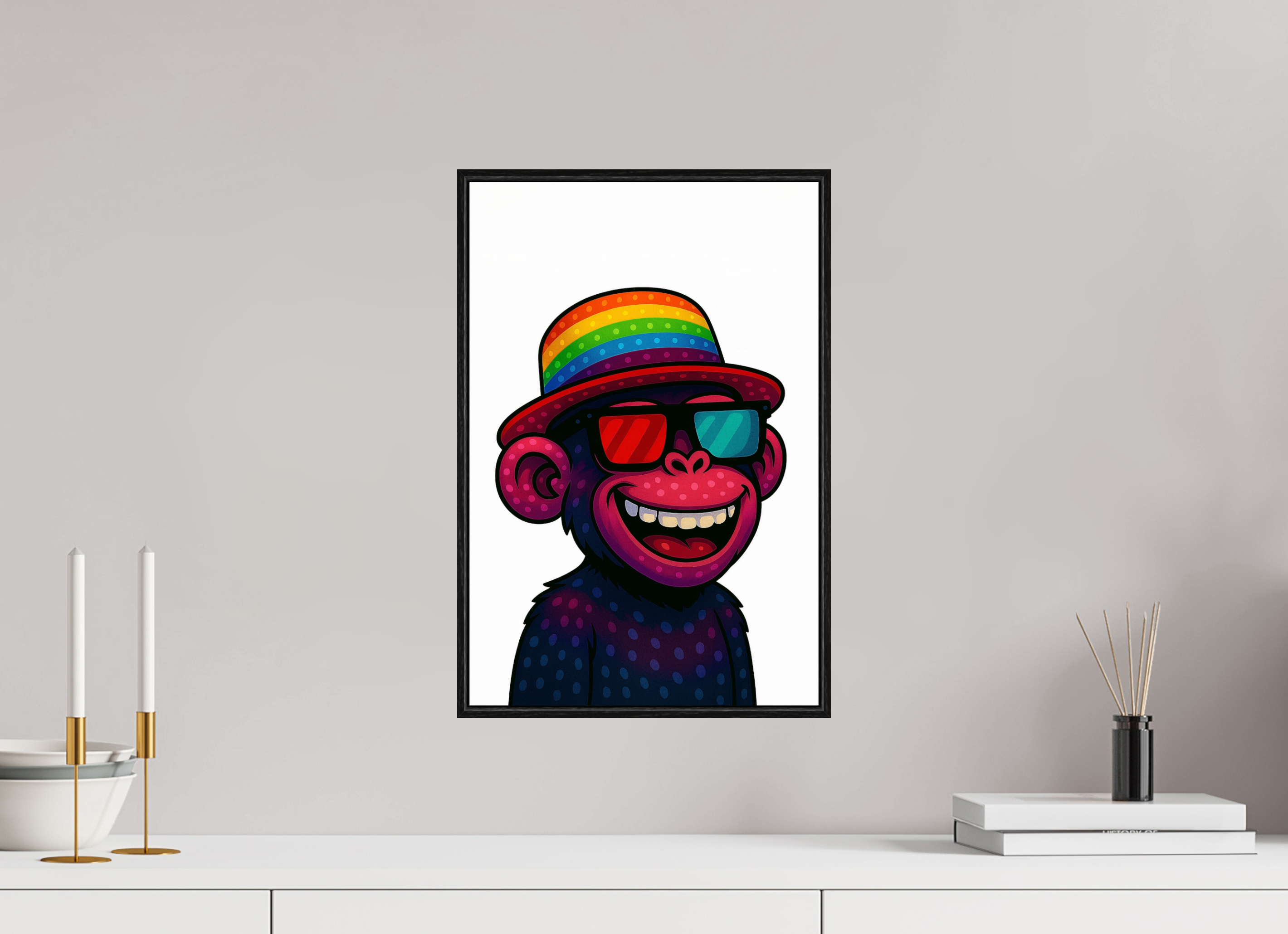 30 x 45 cm, Rahmen schwarz 6mm 10-Affe