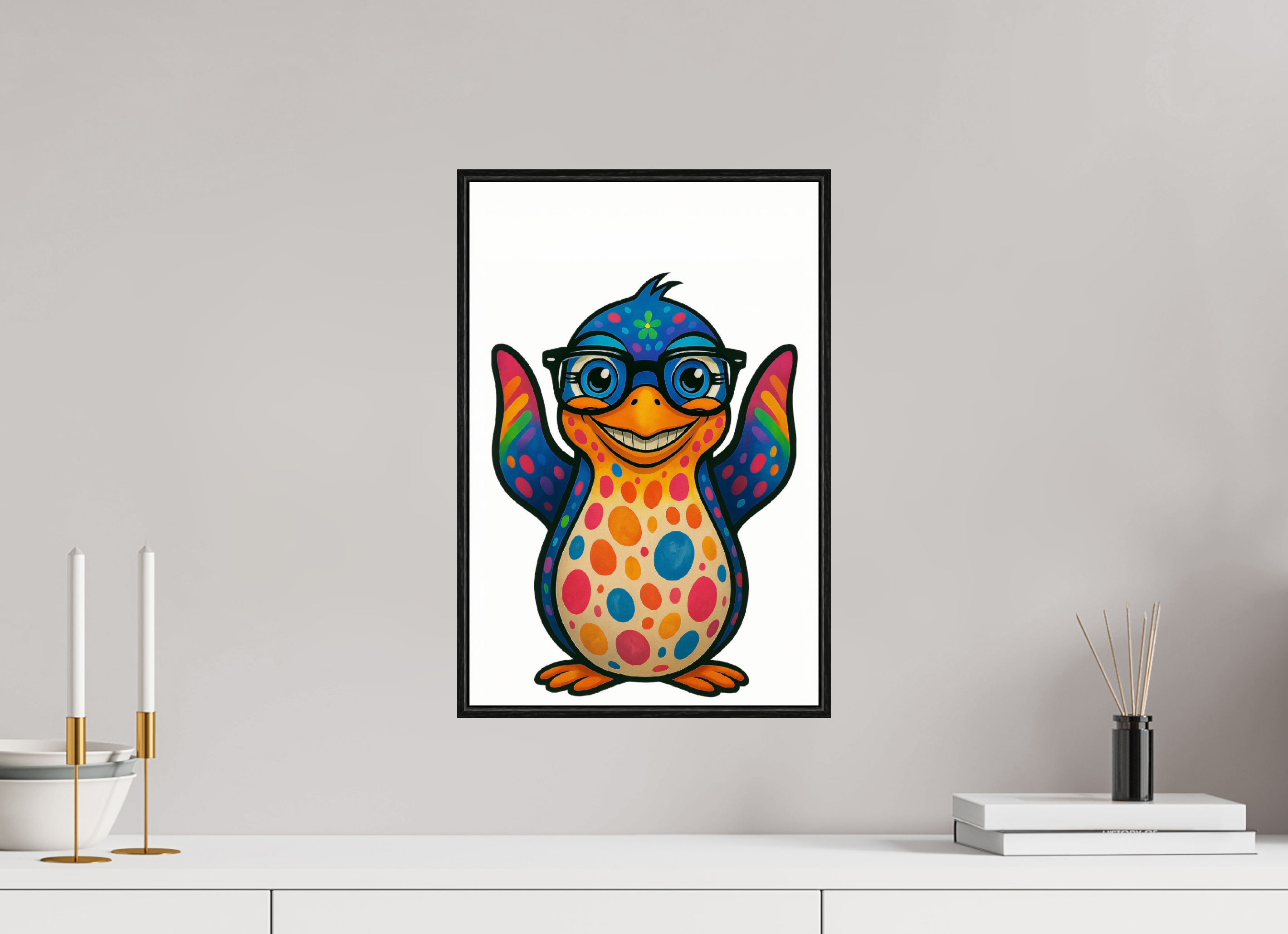 30 x 45 cm, Rahmen schwarz 6mm 08-Pinguin