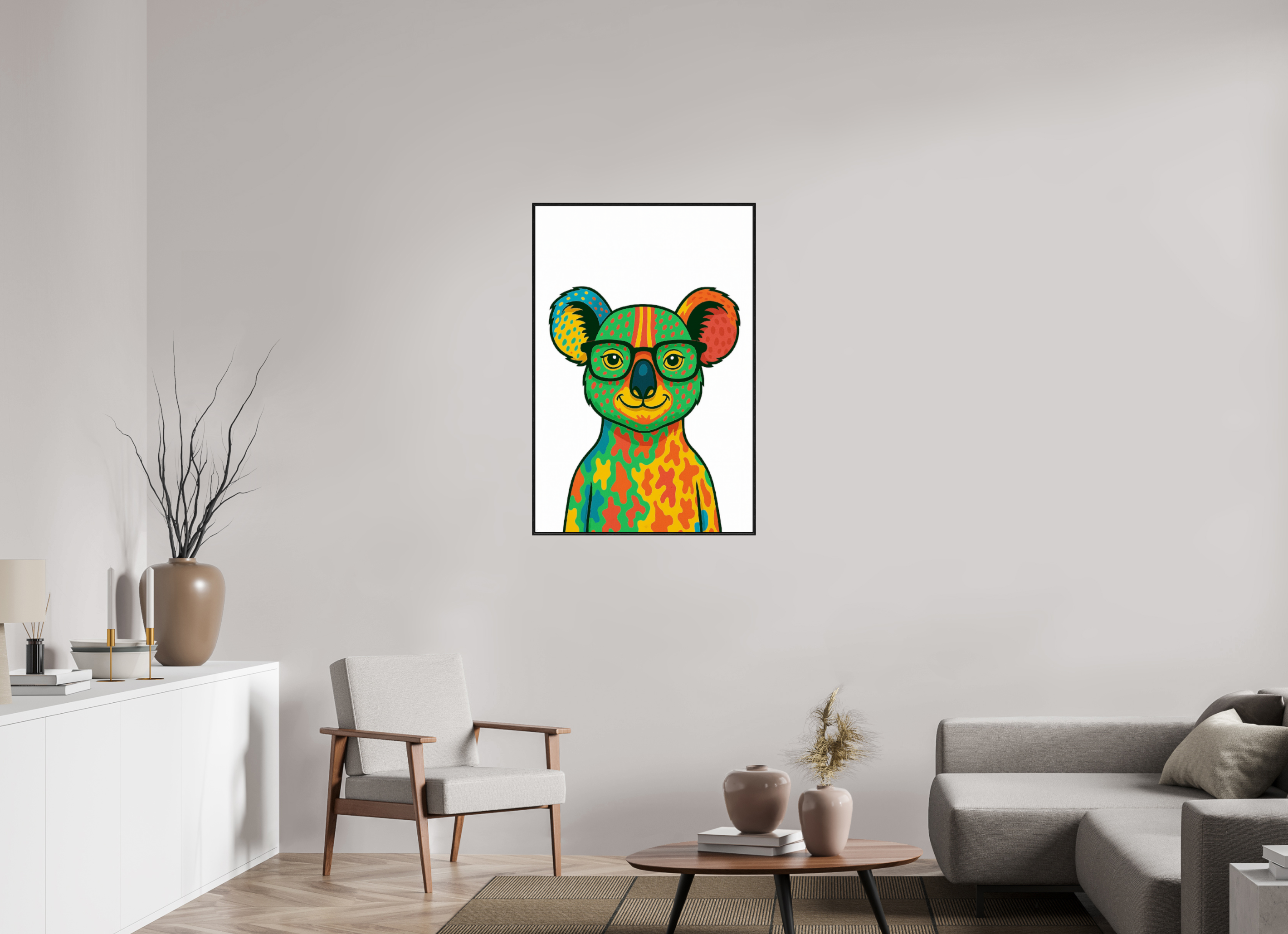 70 x 105 cm, Rahmen schwarz 6mm 07-Koala