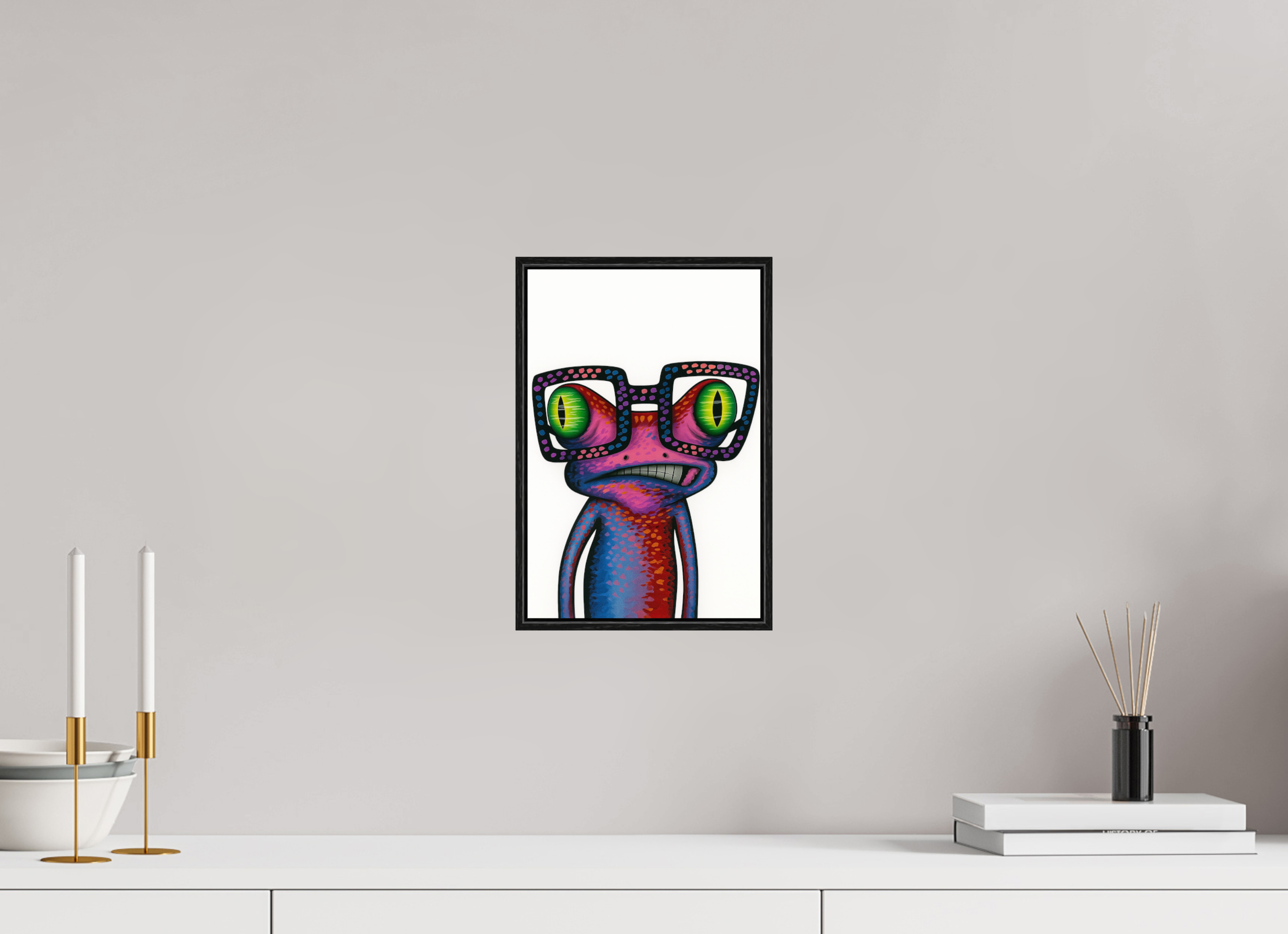 20 x 30 cm, Rahmen schwarz 6mm Frosch