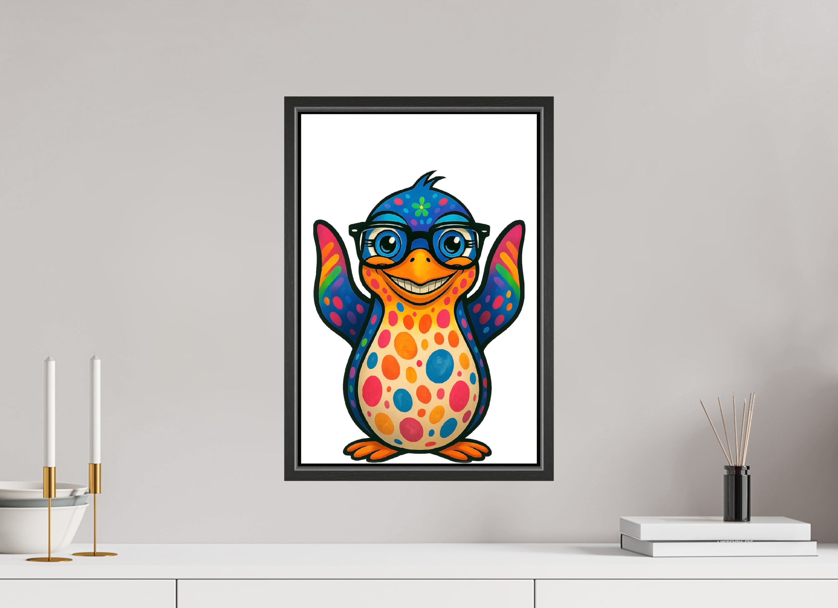 30 x 45 cm, Leinwand glänzend - Rahmen schwarz 15mm 08-Pinguin