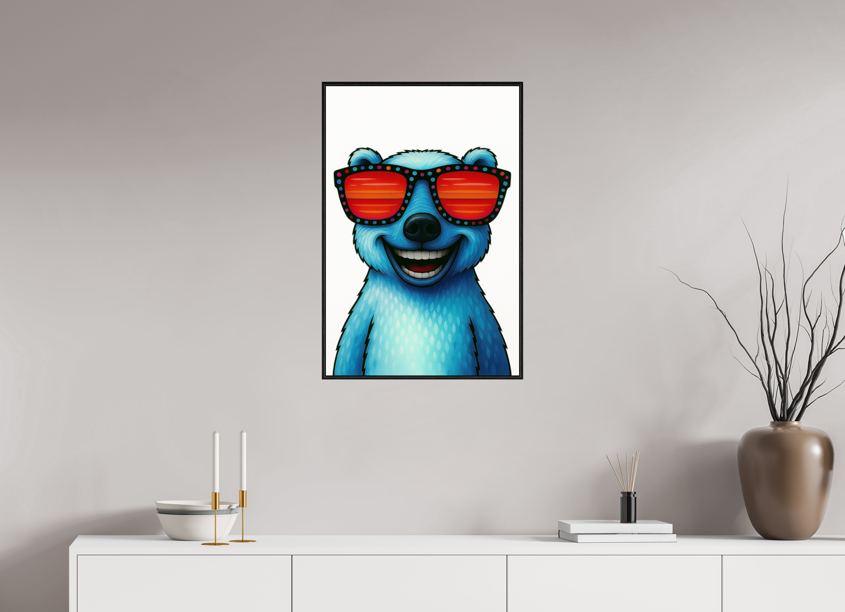 50 x 75 cm, Rahmen schwarz 6mm 04-Eisbär