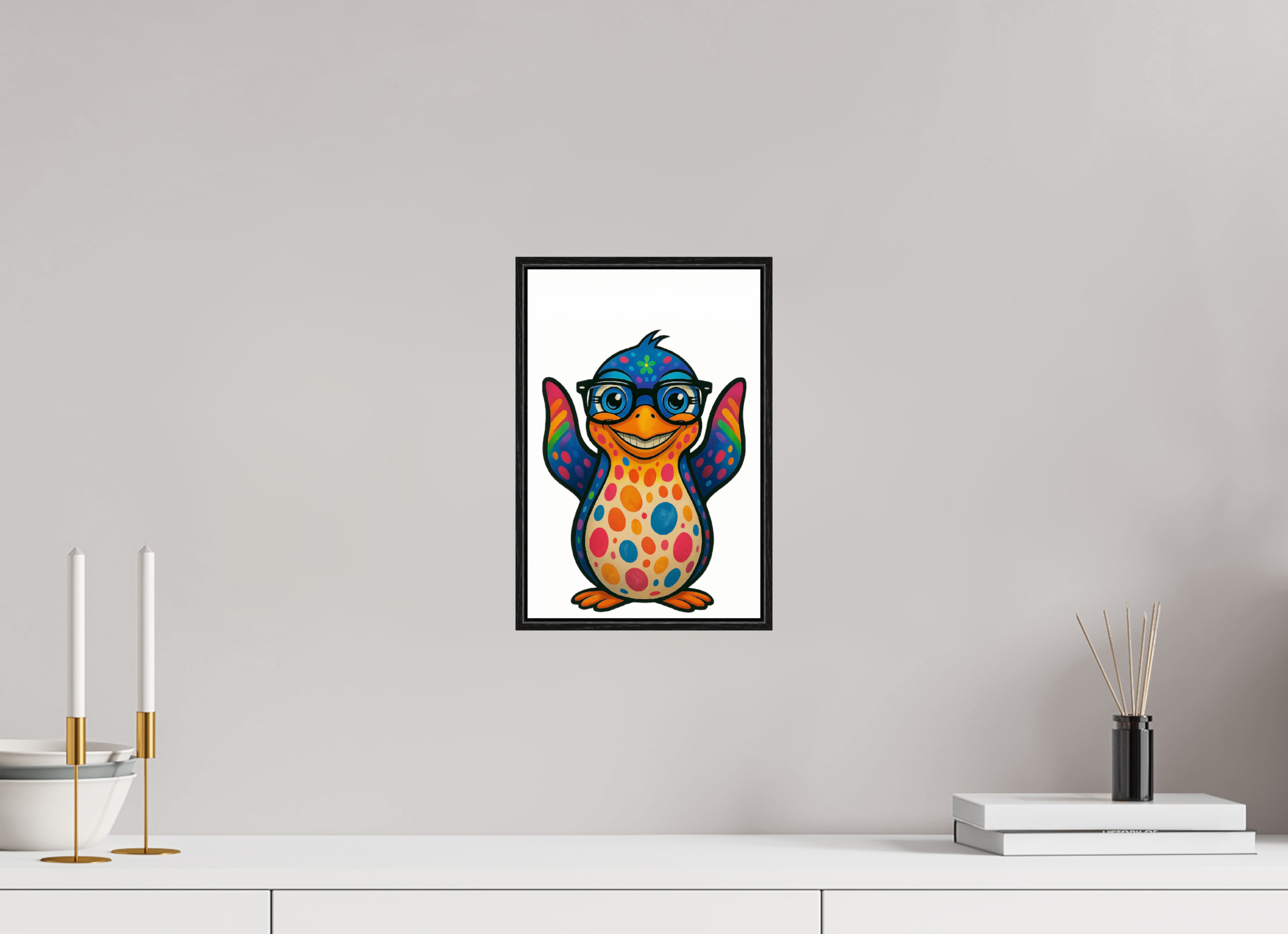 20 x 30 cm, Rahmen schwarz 6mm 08-Pinguin