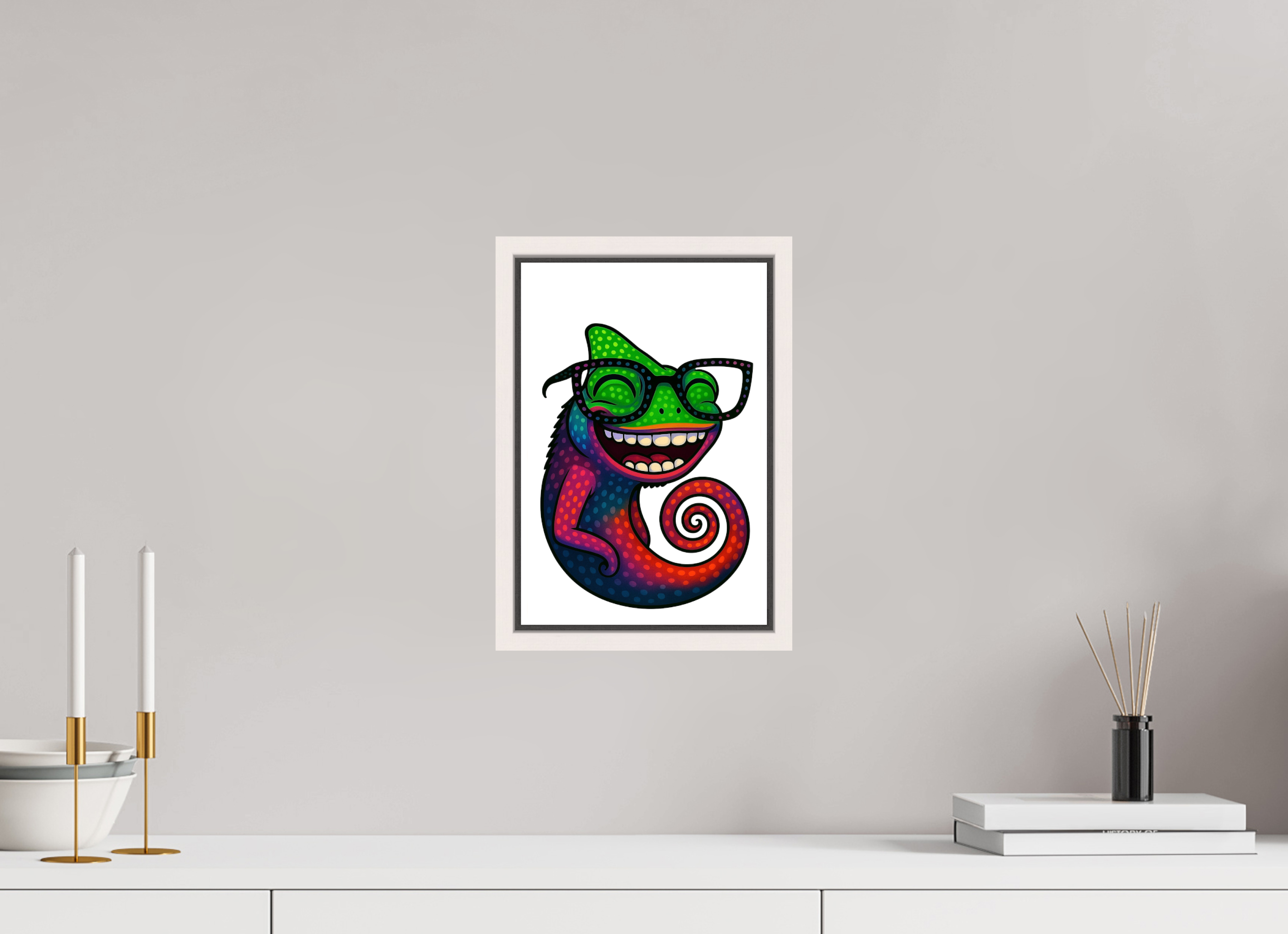 20 x 30 cm, Leinwand glänzend - Rahmen weiß 15mm 14-Chamäleon