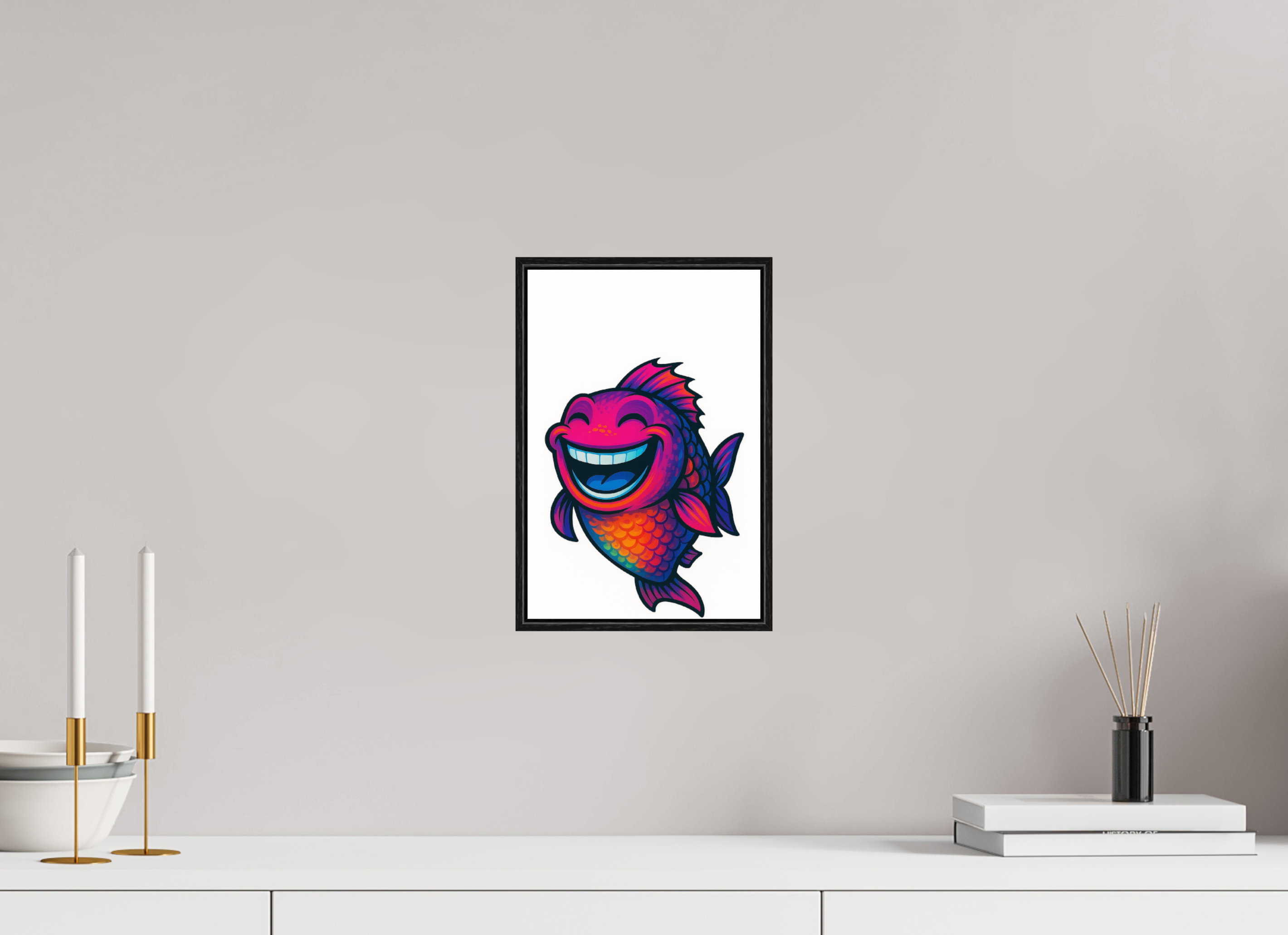 20 x 30 cm, Acrylglas - Rahmen schwarz 6mm 11-Fisch