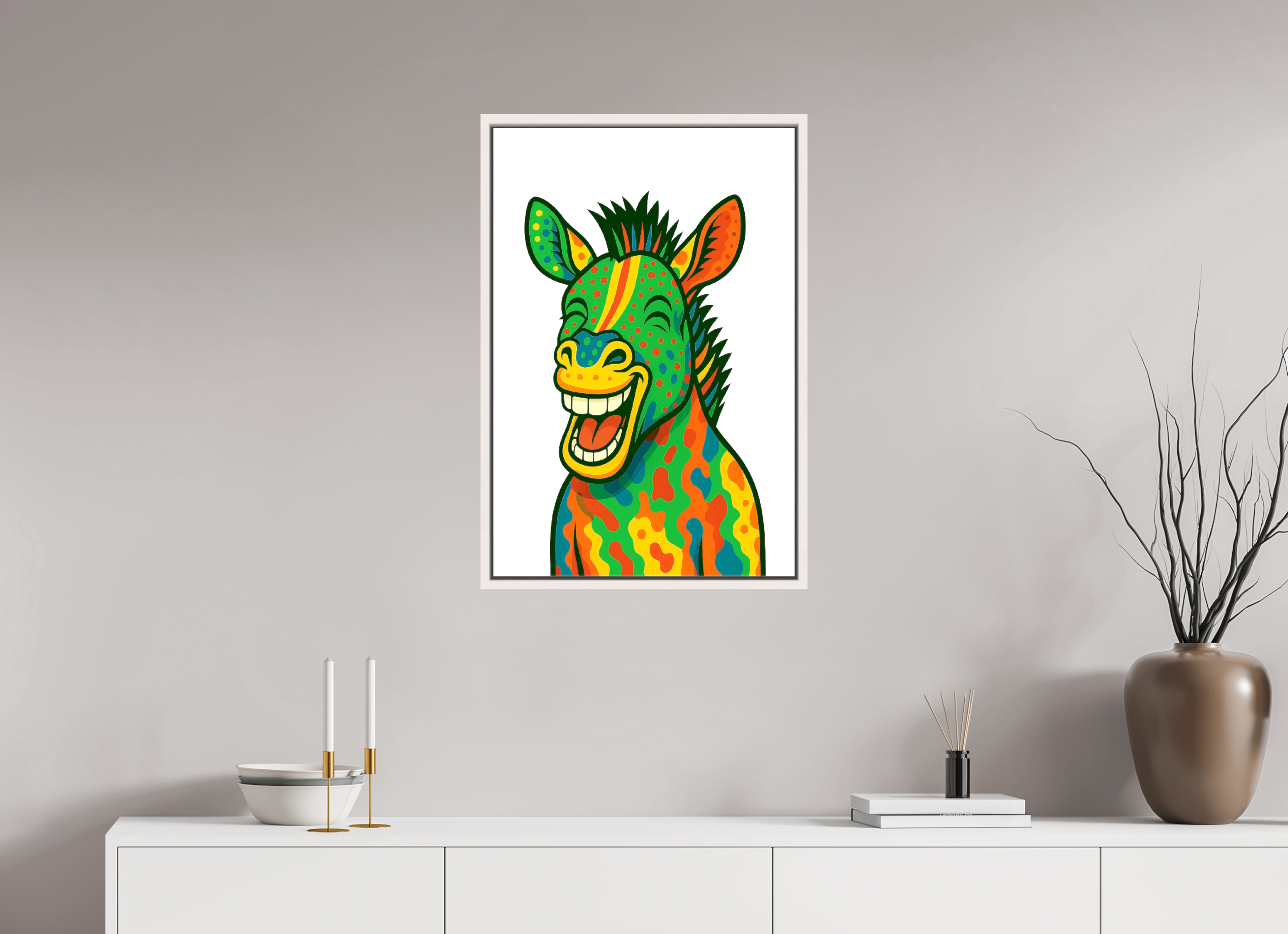 50 x 75 cm, Leinwand glänzend - Rahmen weiß 15mm 03-Zebra