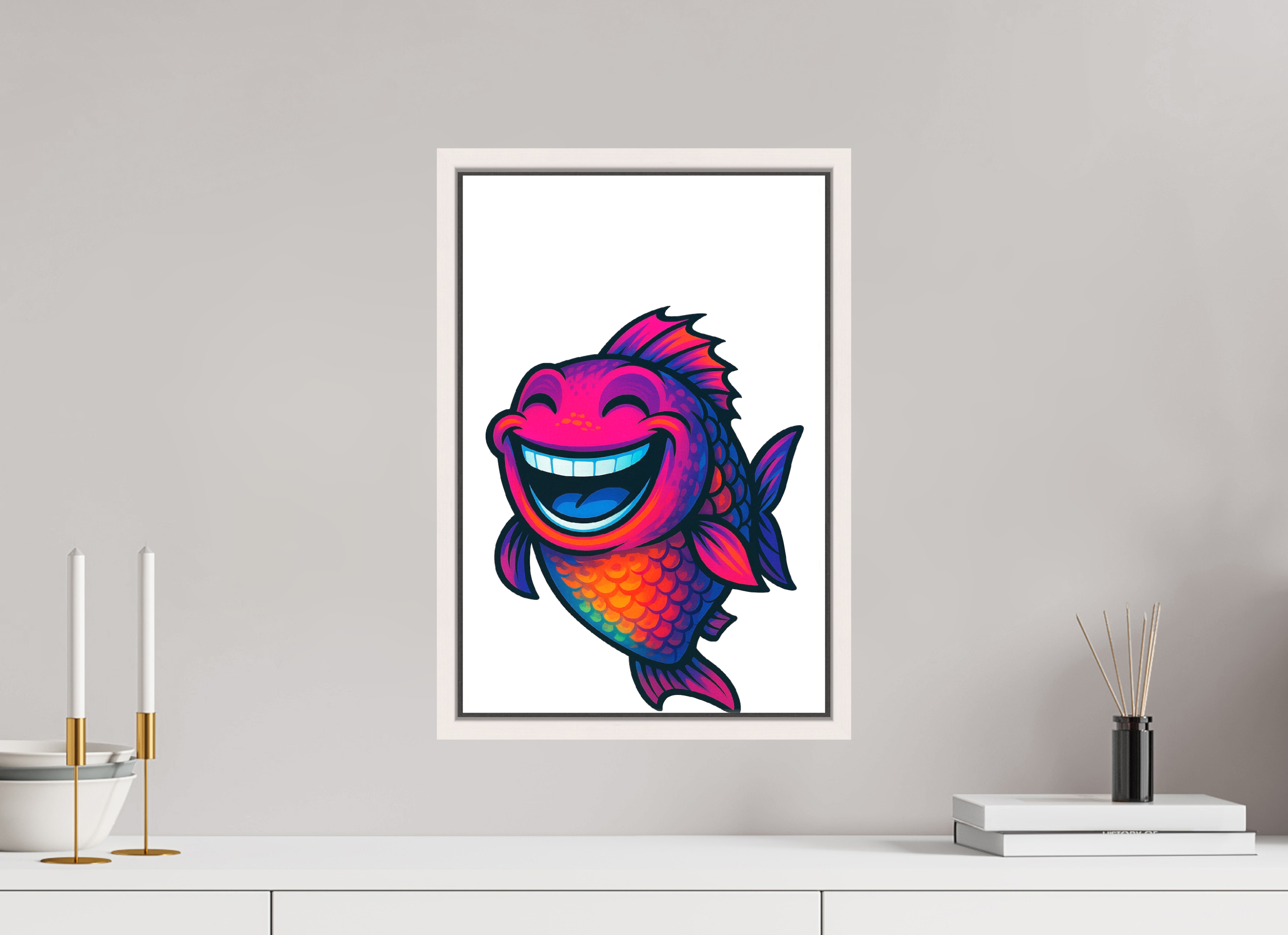 30 x 45 cm, Leinwand glänzend - Rahmen weiß 15mm 11-Fisch