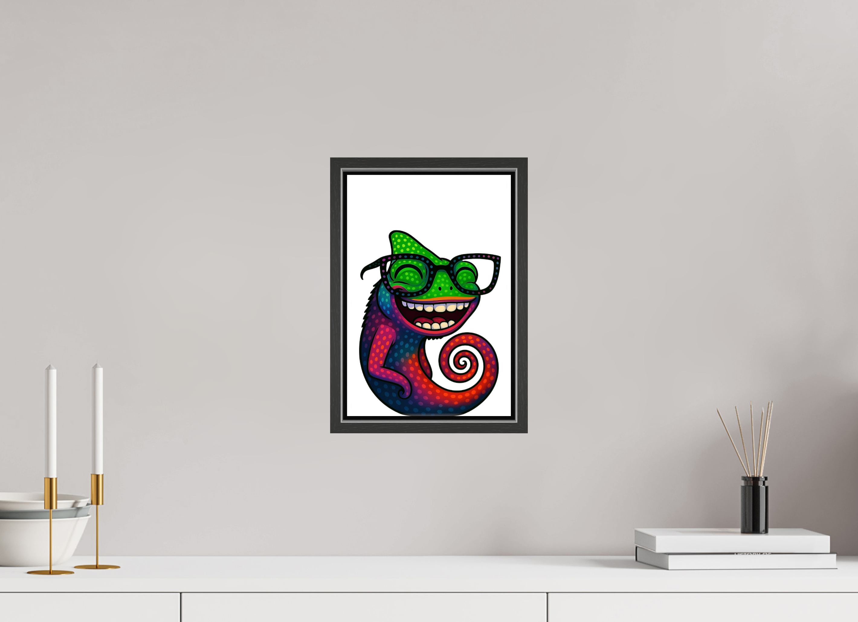 20 x 30 cm, Leinwand glänzend - Rahmen schwarz 15mm 14-Chamäleon