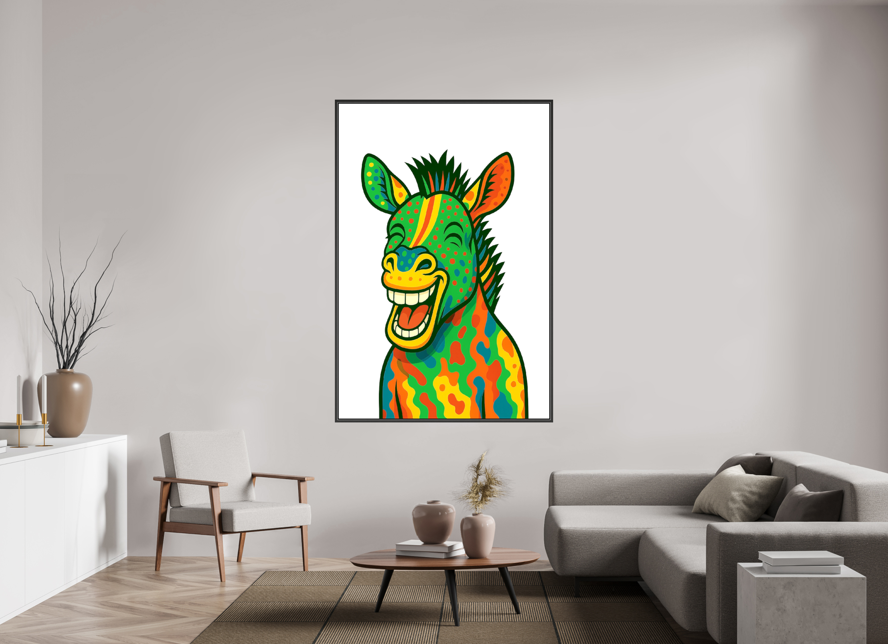 120 x 180 cm, Leinwand glänzend - Rahmen schwarz 15mm 03-Zebra