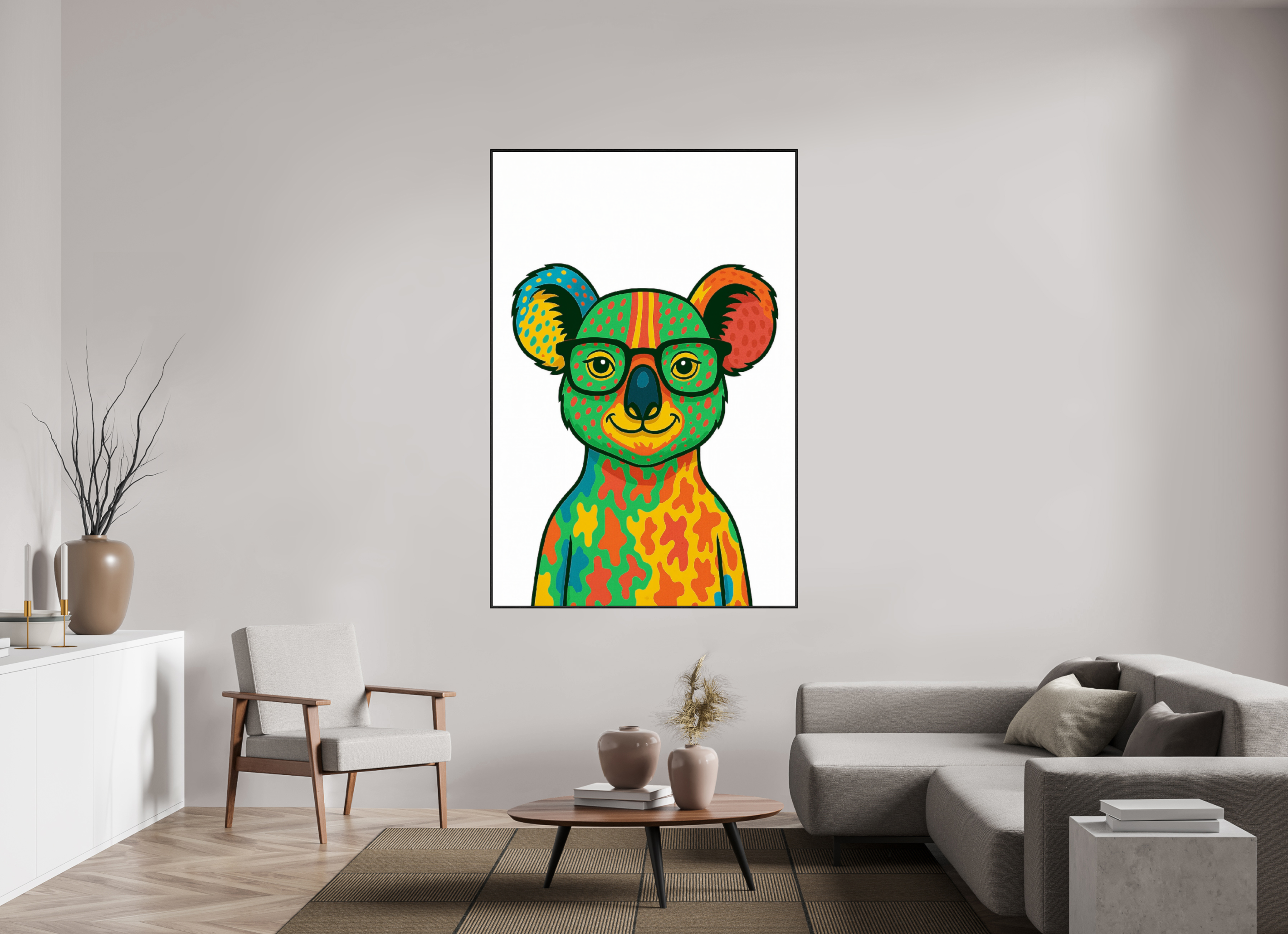120 x 180 cm, Rahmen schwarz 6mm 07-Koala