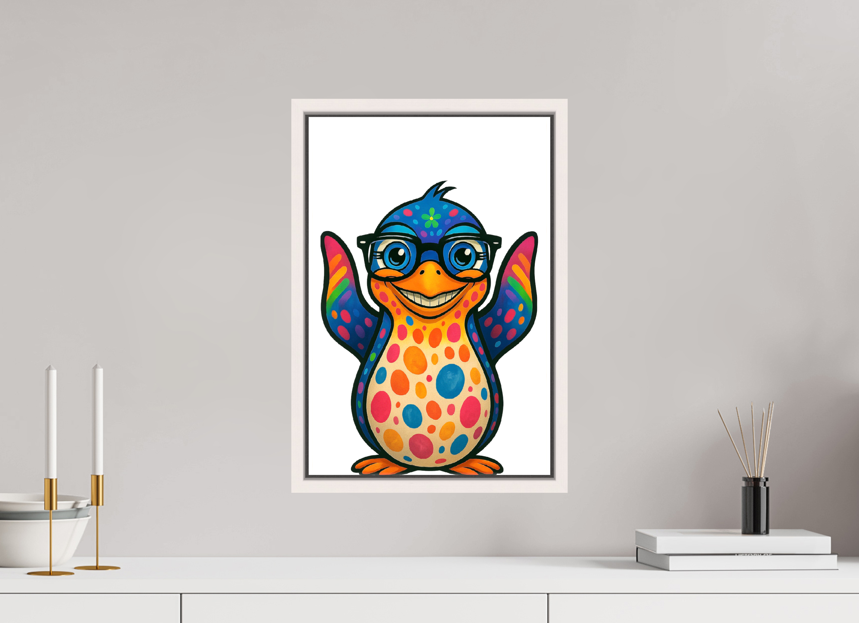 30 x 45 cm, Leinwand glänzend - Rahmen weiß 15mm 08-Pinguin