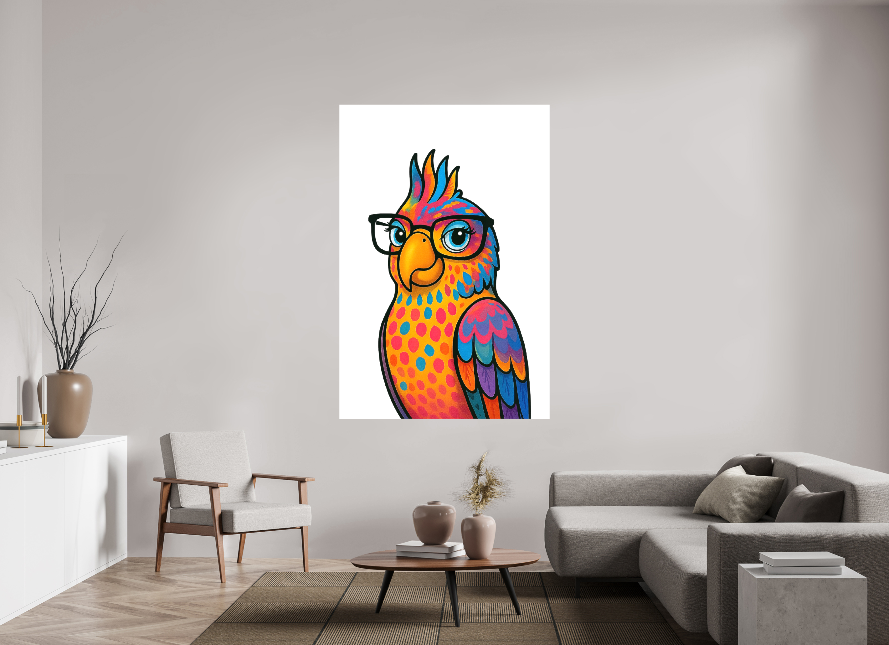 120 x 180 cm, Leinwand glänzend - Kein Rahmen 09-Papagai