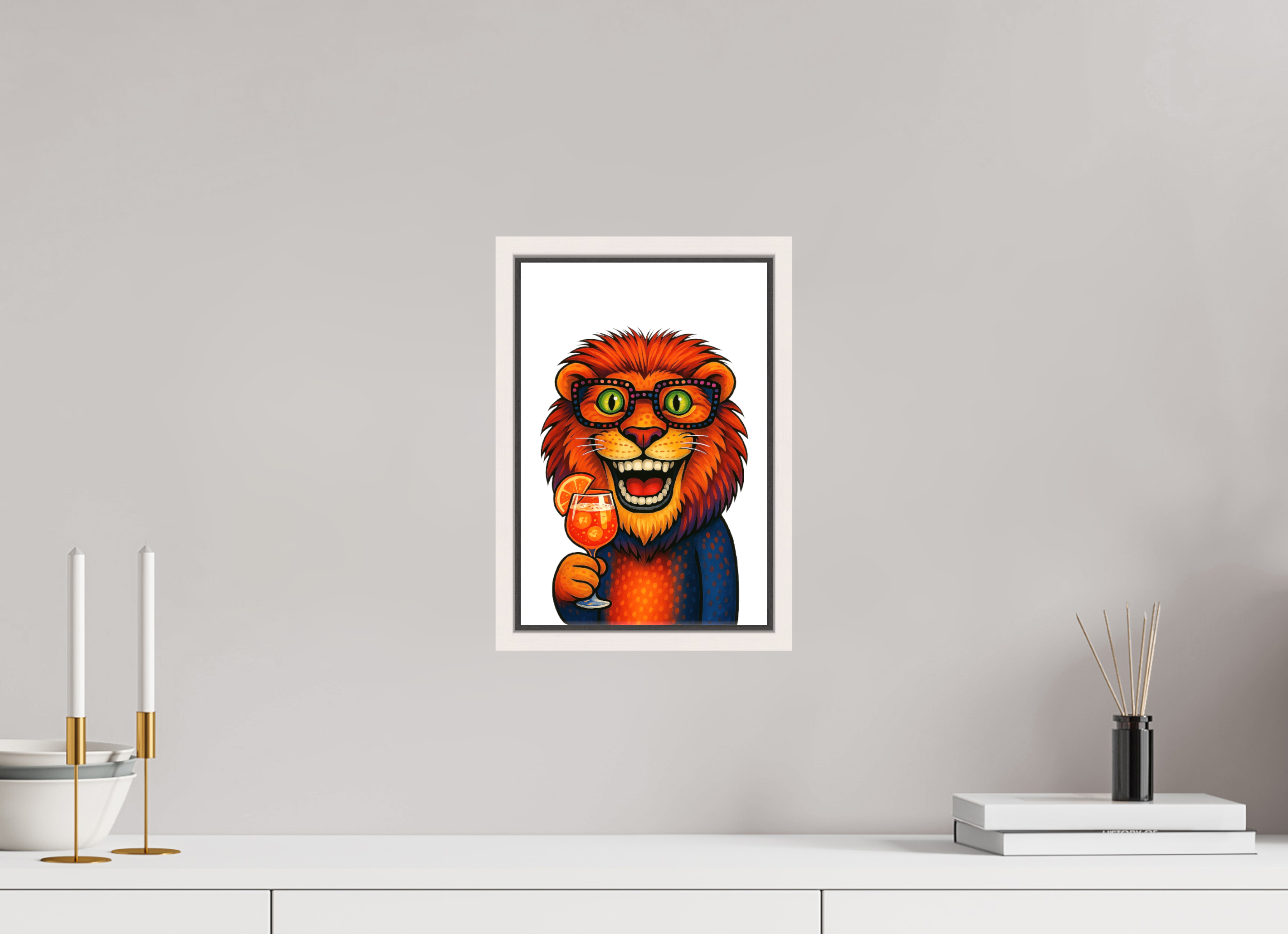 20 x 30 cm, Leinwand glänzend - Rahmen weiß 15mm 05-Löwe