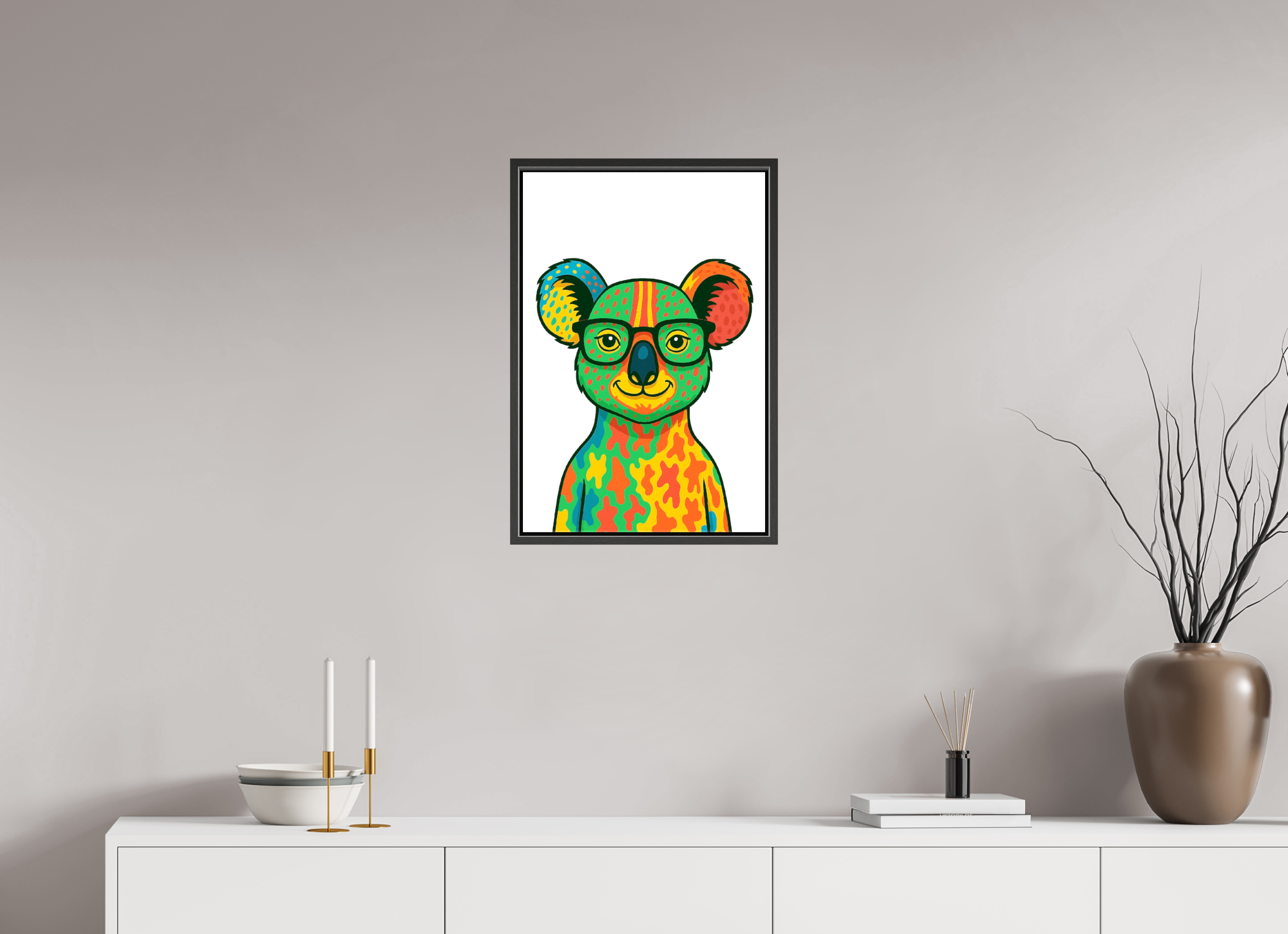 40 x 60 cm, Leinwand glänzend - Rahmen schwarz 15mm 07-Koala