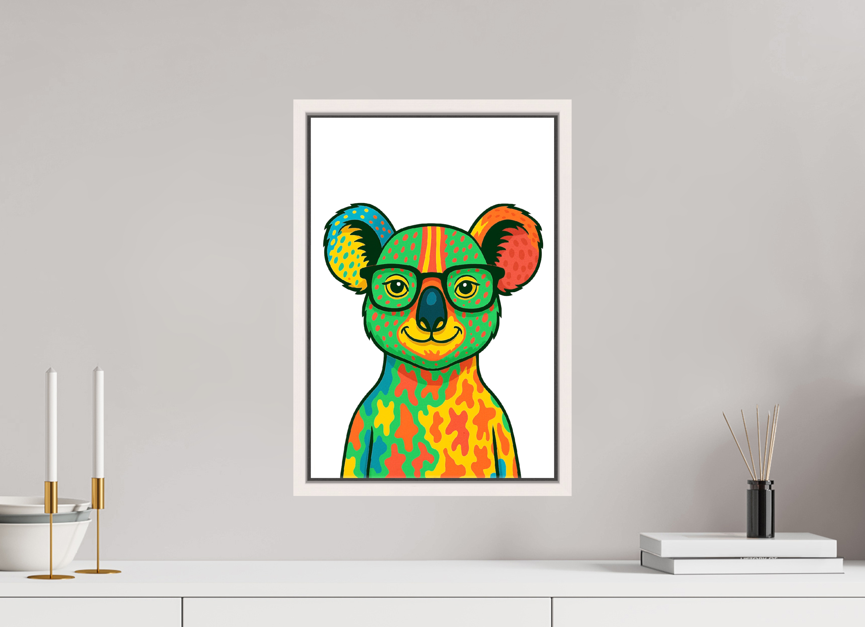 30 x 45 cm, Leinwand glänzend - Rahmen weiß 15mm 07-Koala