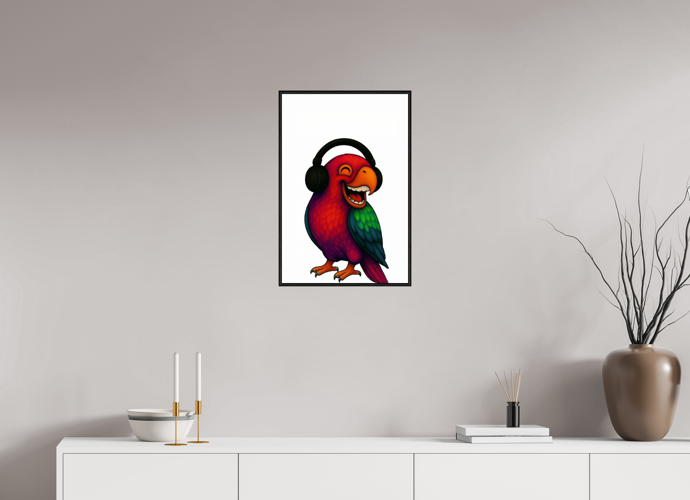 40 x 60 cm, Acrylglas - Rahmen schwarz 6mm 13-Papagai